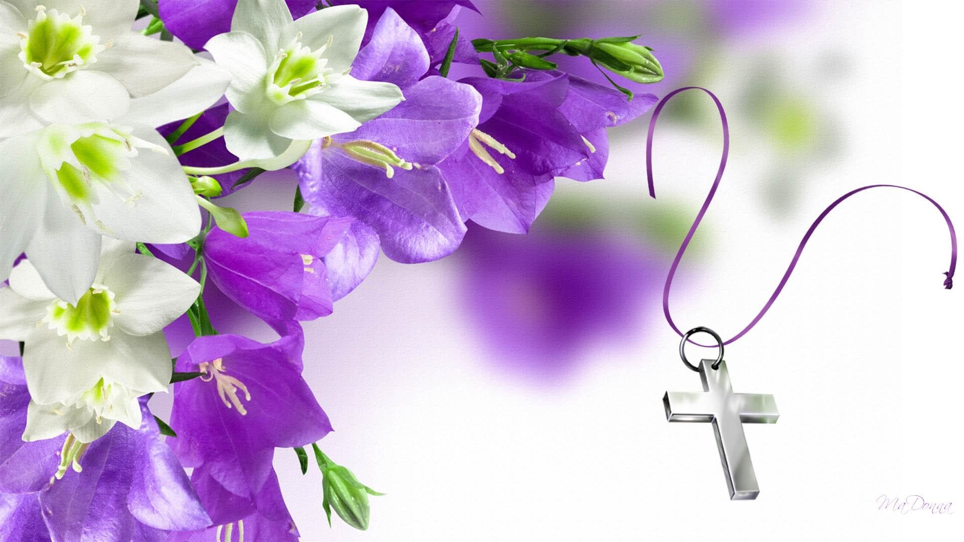 1920x1080 Easter Flowers and Cross