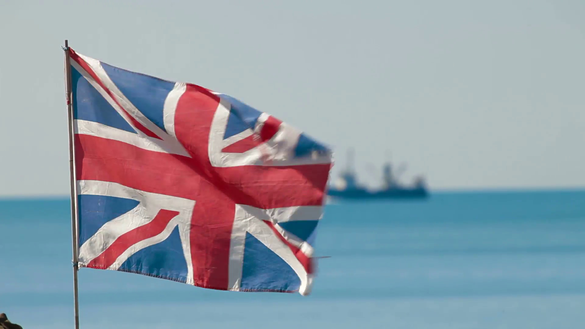 1920x1080 The British flag on the background of the sea with the ship Stock Video  Footage - VideoBlocks