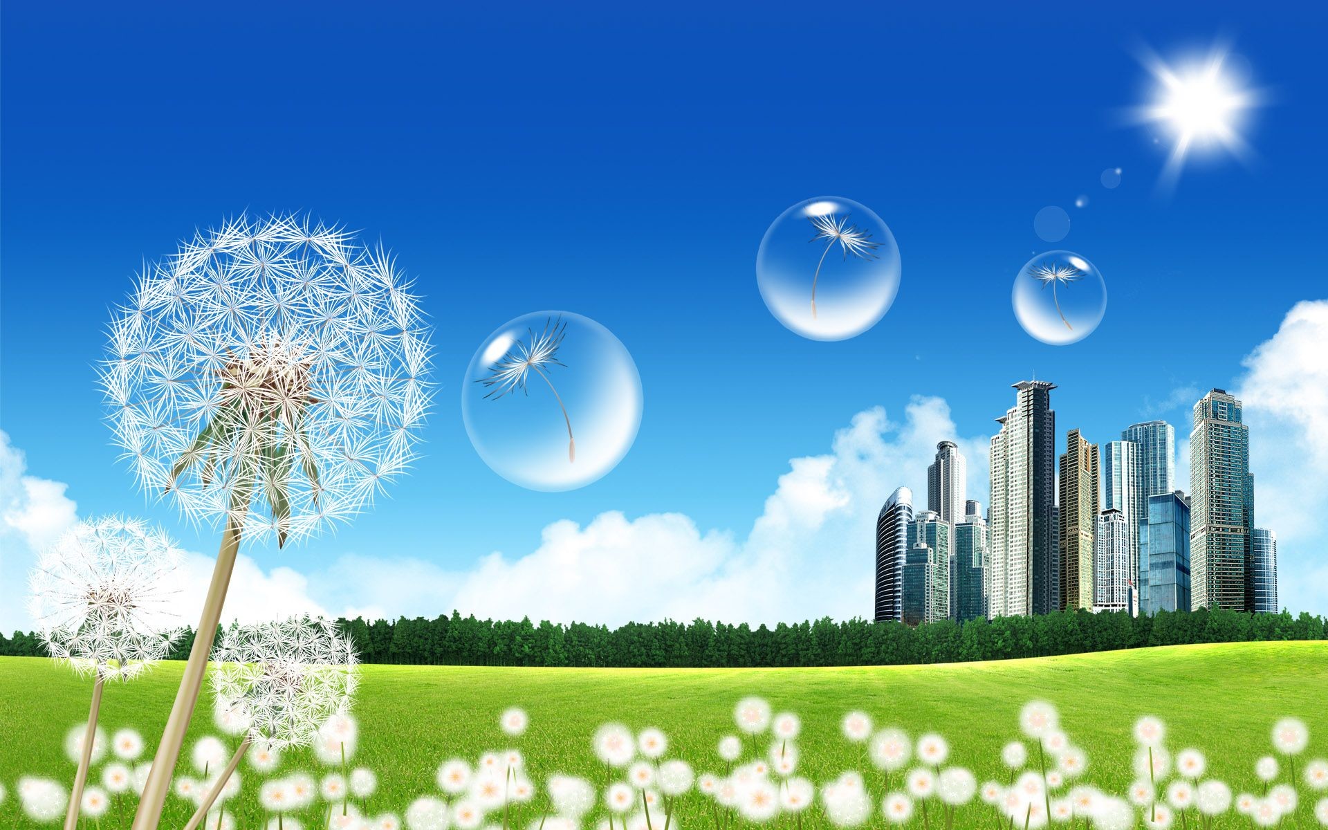 1920x1200 3D Blue Sky With Flower In Globe Wallpaper | HD 3D and Abstract Wallpaper  Free Download ...