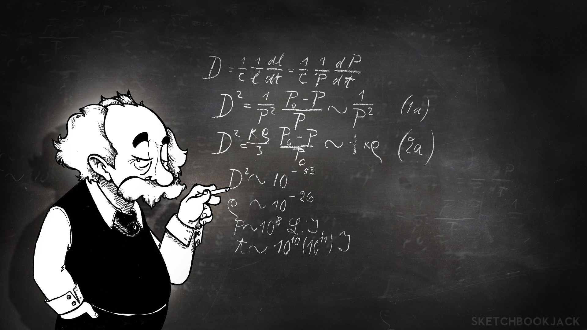 1920x1080 Albert Einstein Cartoon Illustration iPad wallpaper black and white science  math