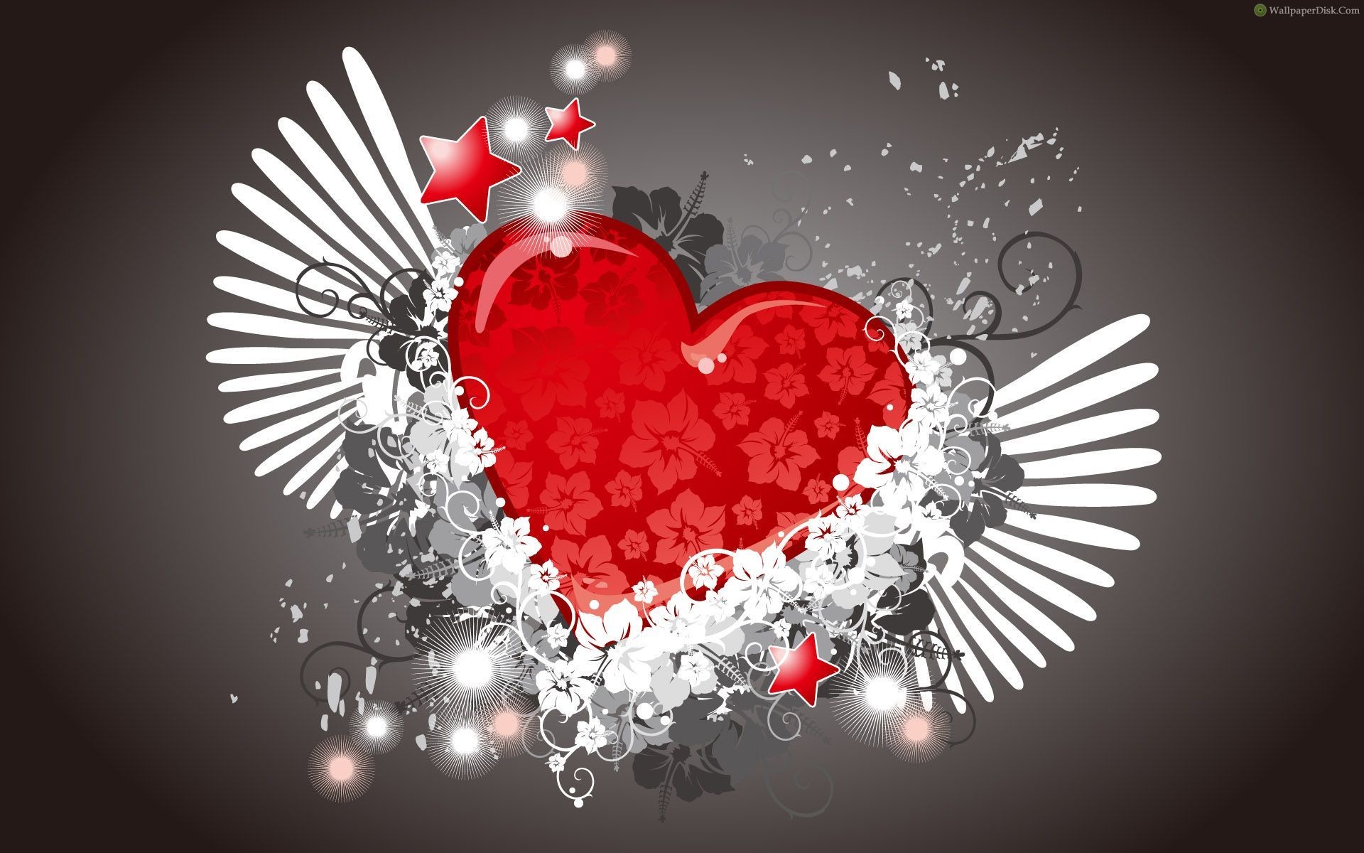 1920x1200 Cool Hearts With Wings - wallpaper.