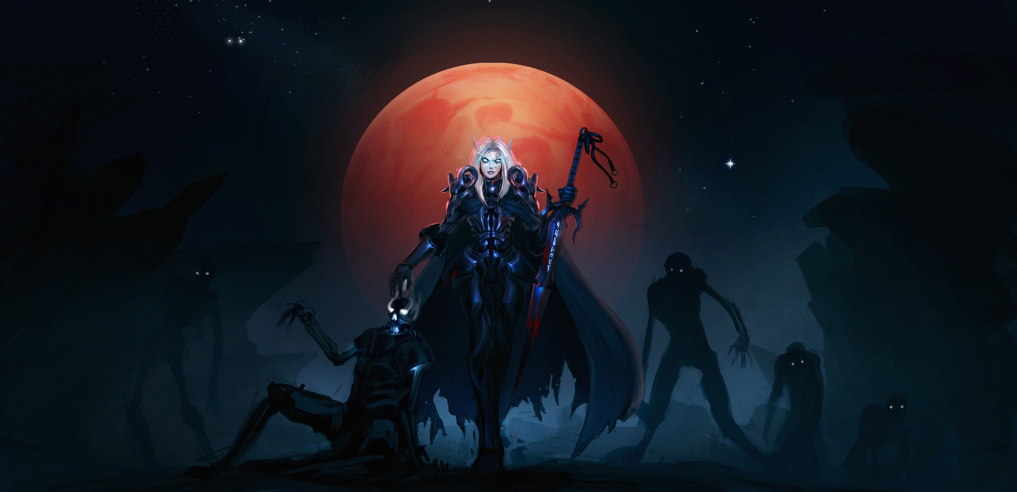 3517x1701 Blood Elf Death Knight - by Timo Paananen