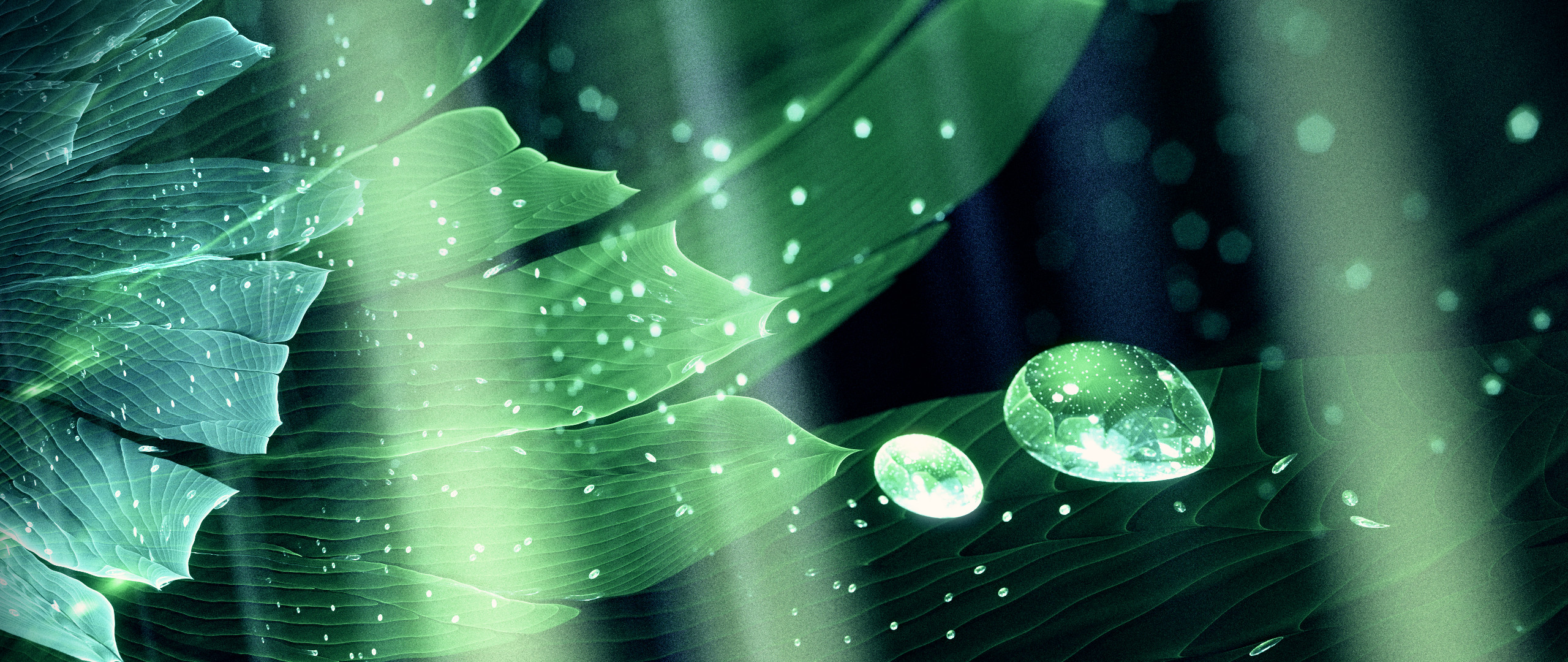 2560x1080 Abstract - Fractal Water Drop Flower Green Digital Digital Art Artistic  Wallpaper