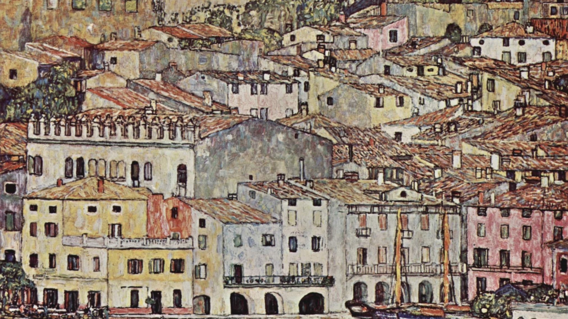 1920x1080 Painting of Gustav Klimt - City