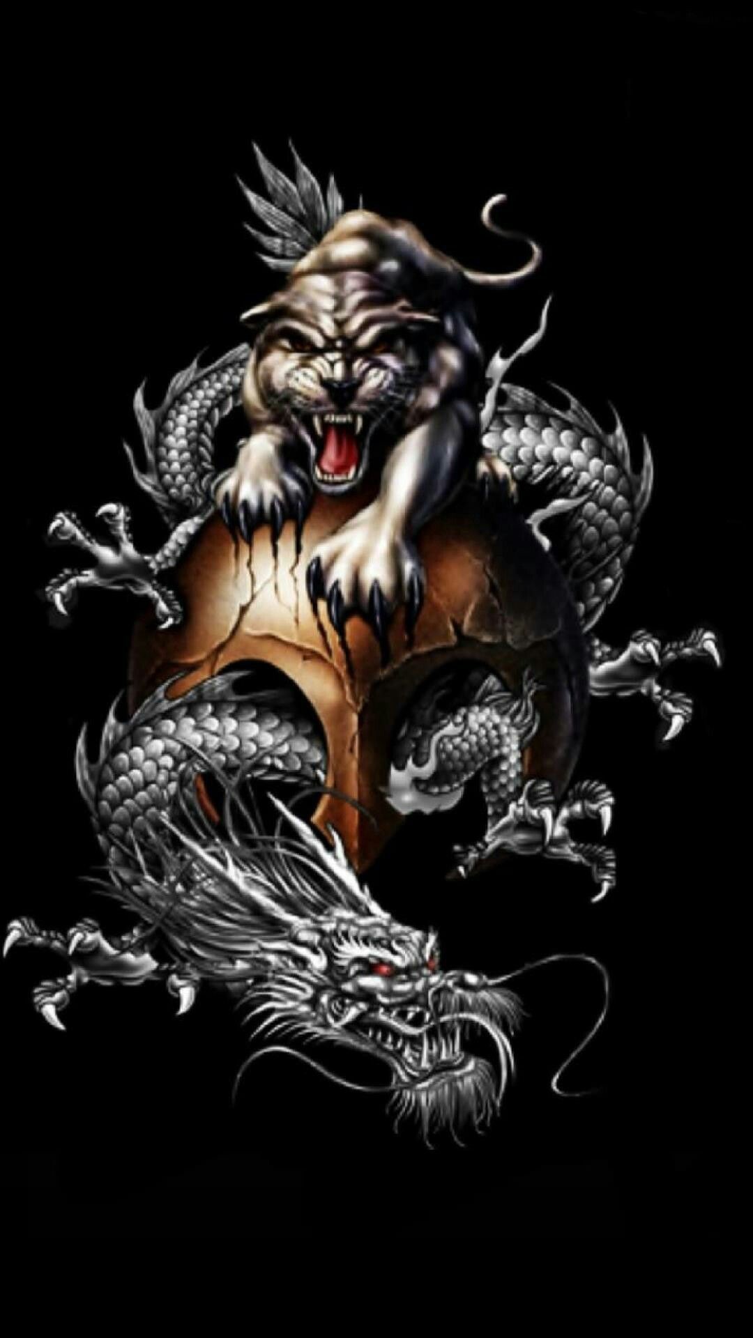1080x1920  Skull, Tiger and a dragon | Tigers | Pinterest | Tigers, Dragons  and