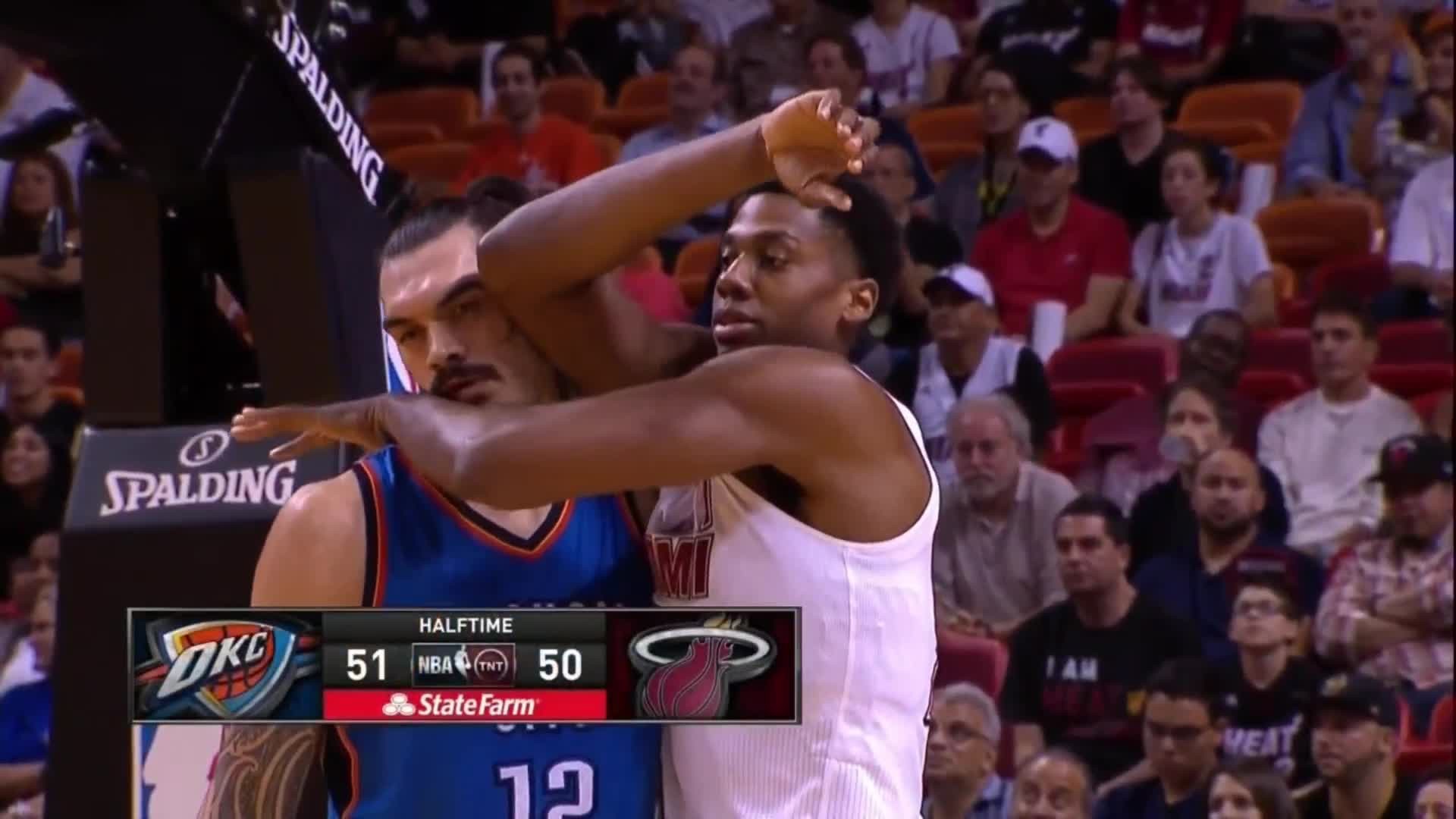 1920x1080 Hassan Whiteside's elbow is on Steven Adam's face, but Adams doesn't mind
