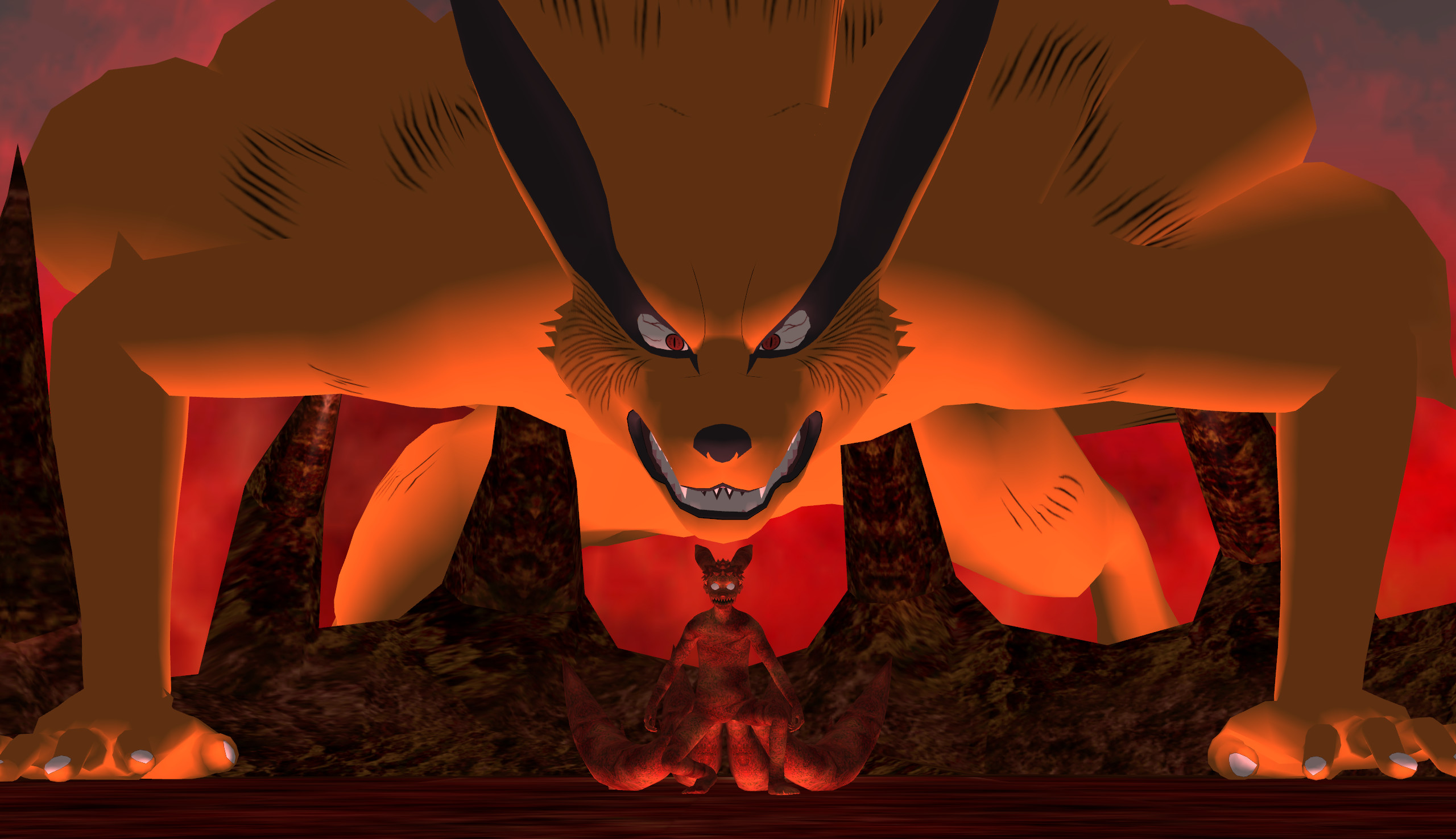 2560x1476 Kyuubi Kurama and Naruto four tails form WallPaper by agrael34 on .