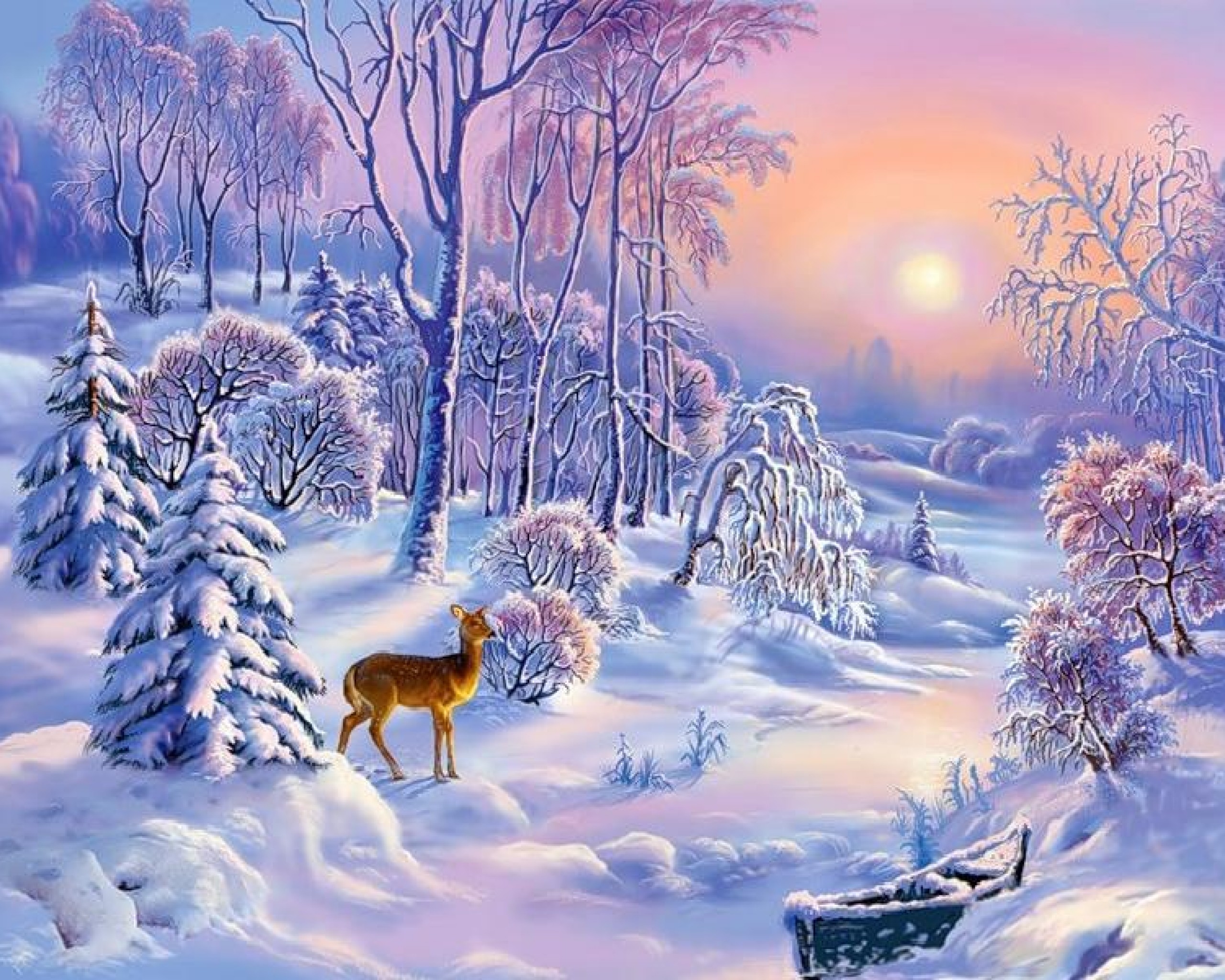 2560x2048 Christmas Painting Snow Winter