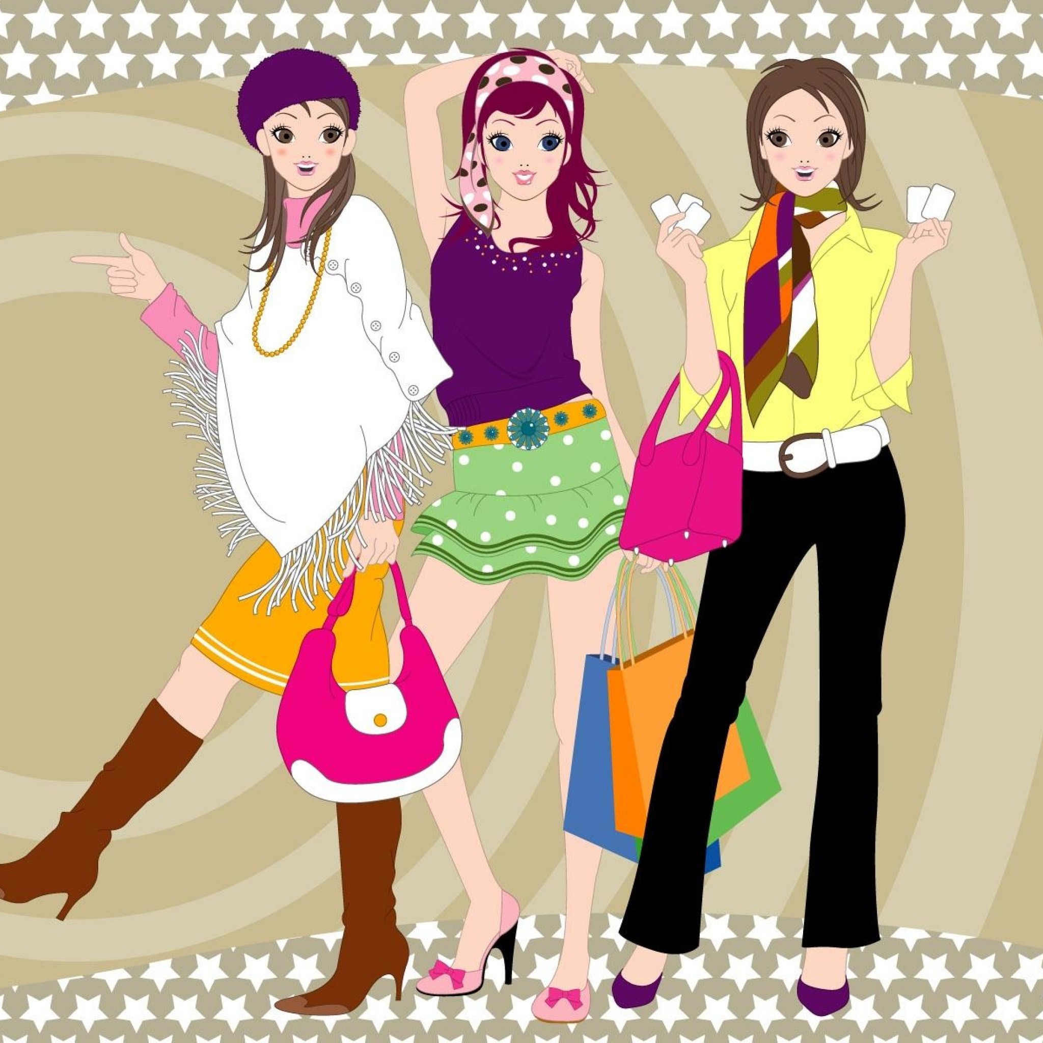 2048x2048  Wallpaper girls, friends, walk, style