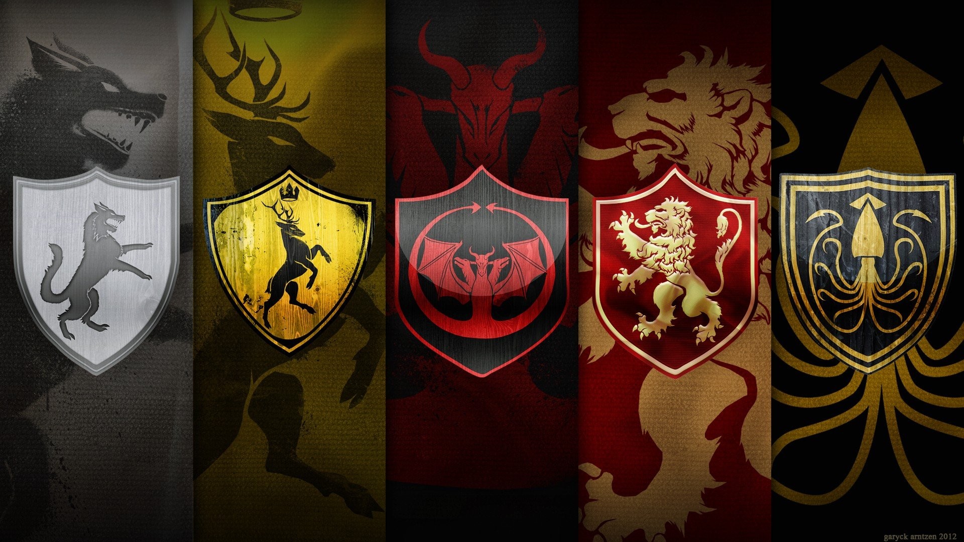 1920x1080 A Song Of Ice And Fire Emblems Game Thrones Garyck Arntzen House Baratheon  Greyjoy Lannister Stark Targaryen Noble Westeros