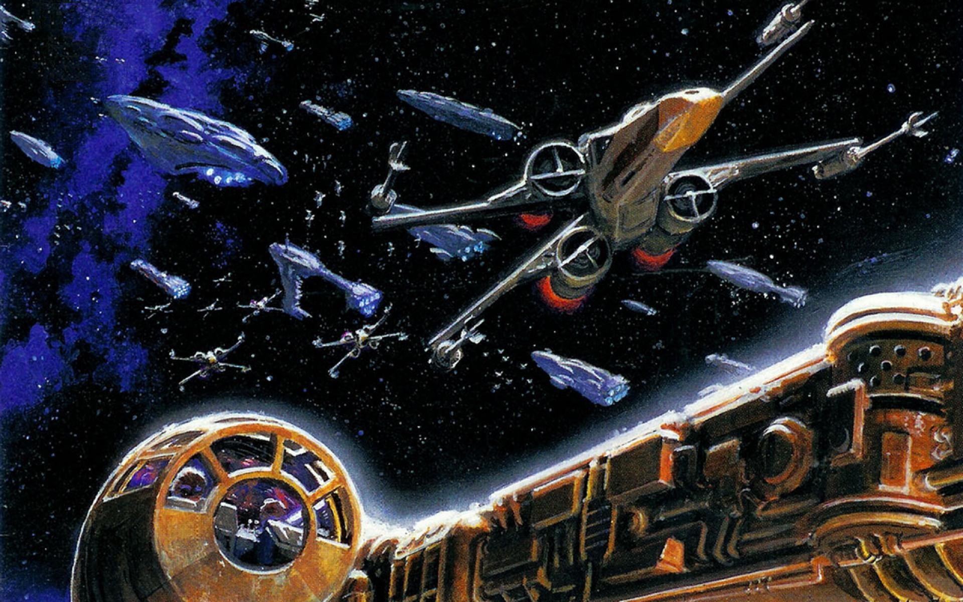 1920x1200 star-wars-millennium falcon-x-wing battle-hd-wallpaper
