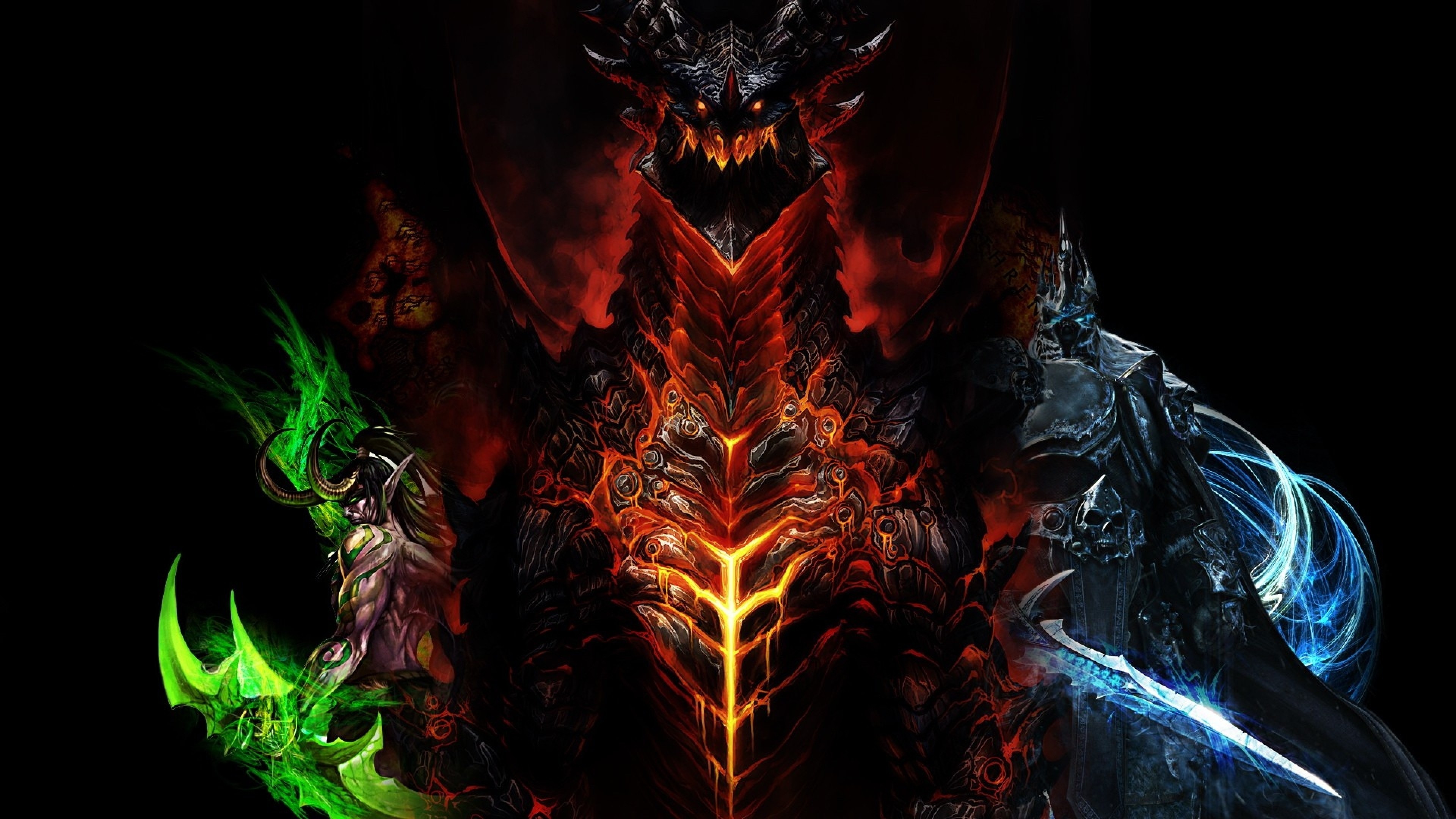 3840x2160 Preview wallpaper world of warcraft, dragon, characters, faces 