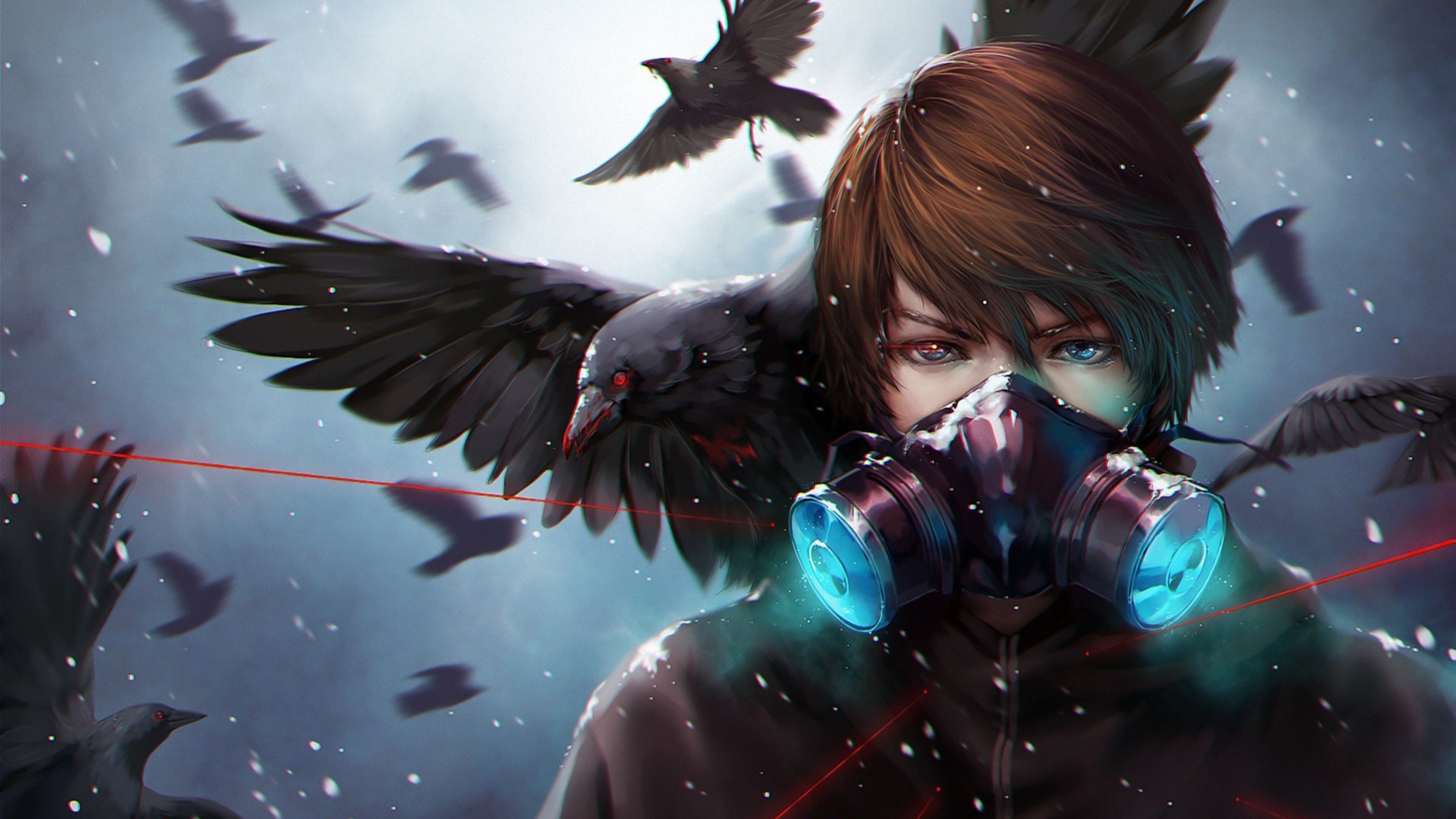 3840x2160 Preview wallpaper anime, crow, mask 