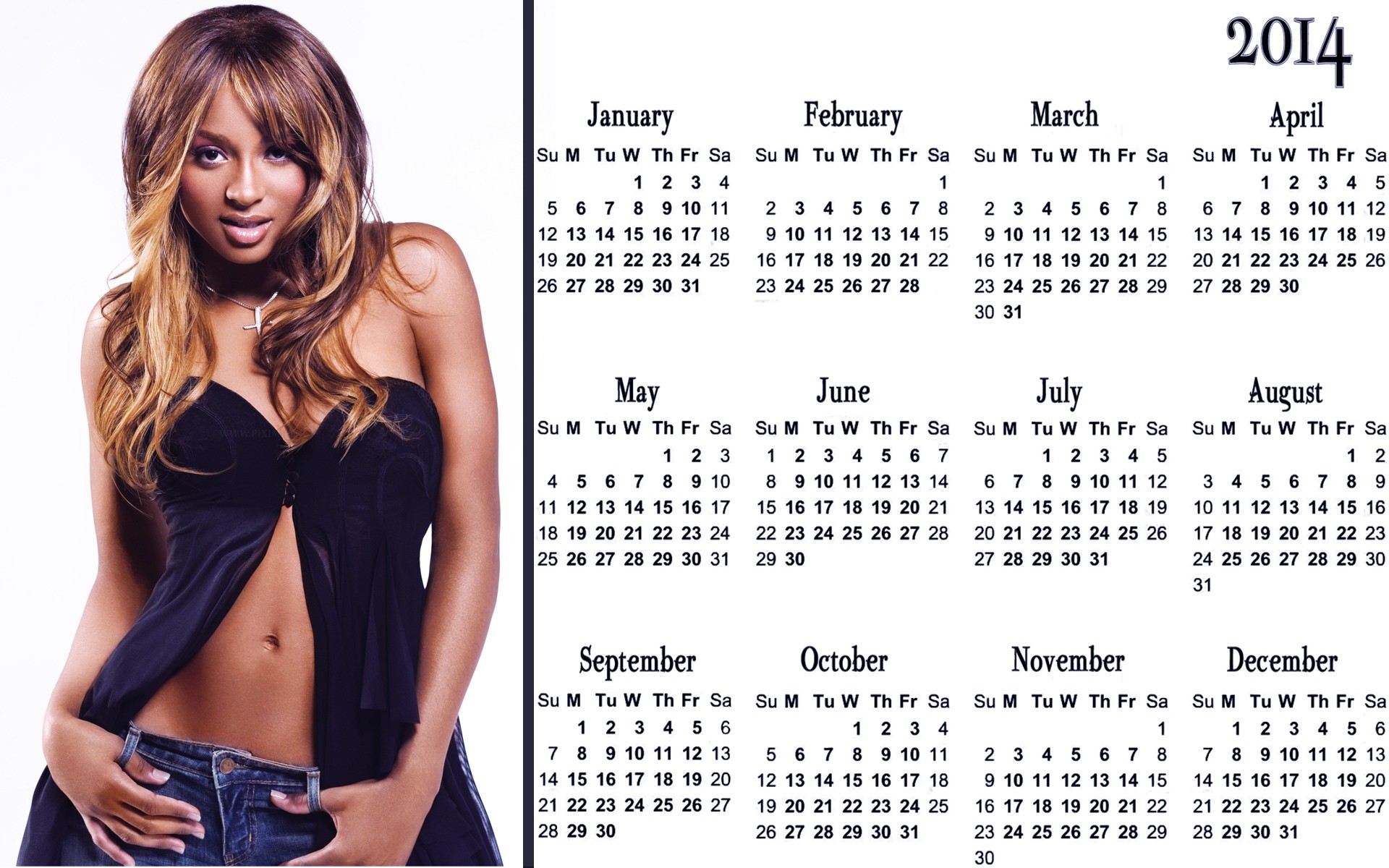 1920x1200 Ciara Black Calendar