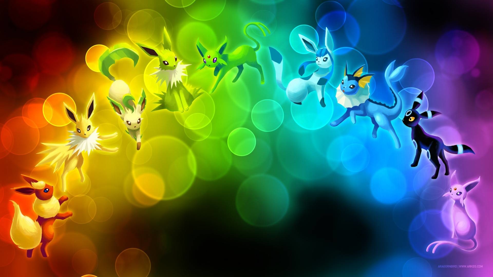 1920x1080 Eevees Evolutions Gradiants Pokemon Wallpaper 