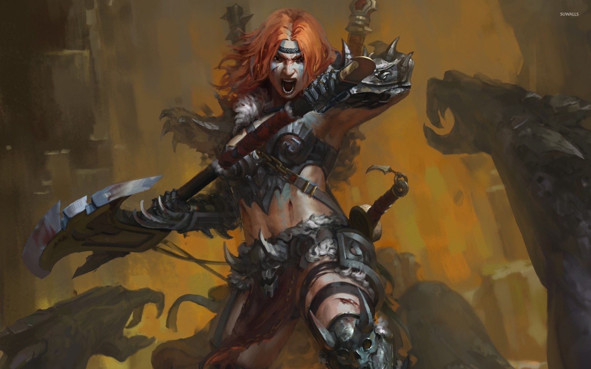 1920x1200 Angry female warrior wallpaper