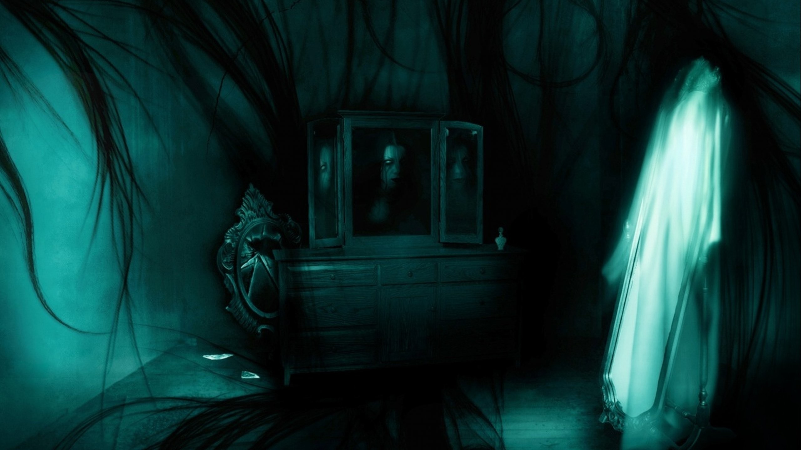 2560x1440 dark-ghost-fantasy-art-artwork-horror-spooky-creepy-halloween-gothic- wallpaper-1.jpg (2560Ã1440) | cool stuff | Pinterest | Creepy ghost, 3d  wallpaper and ...