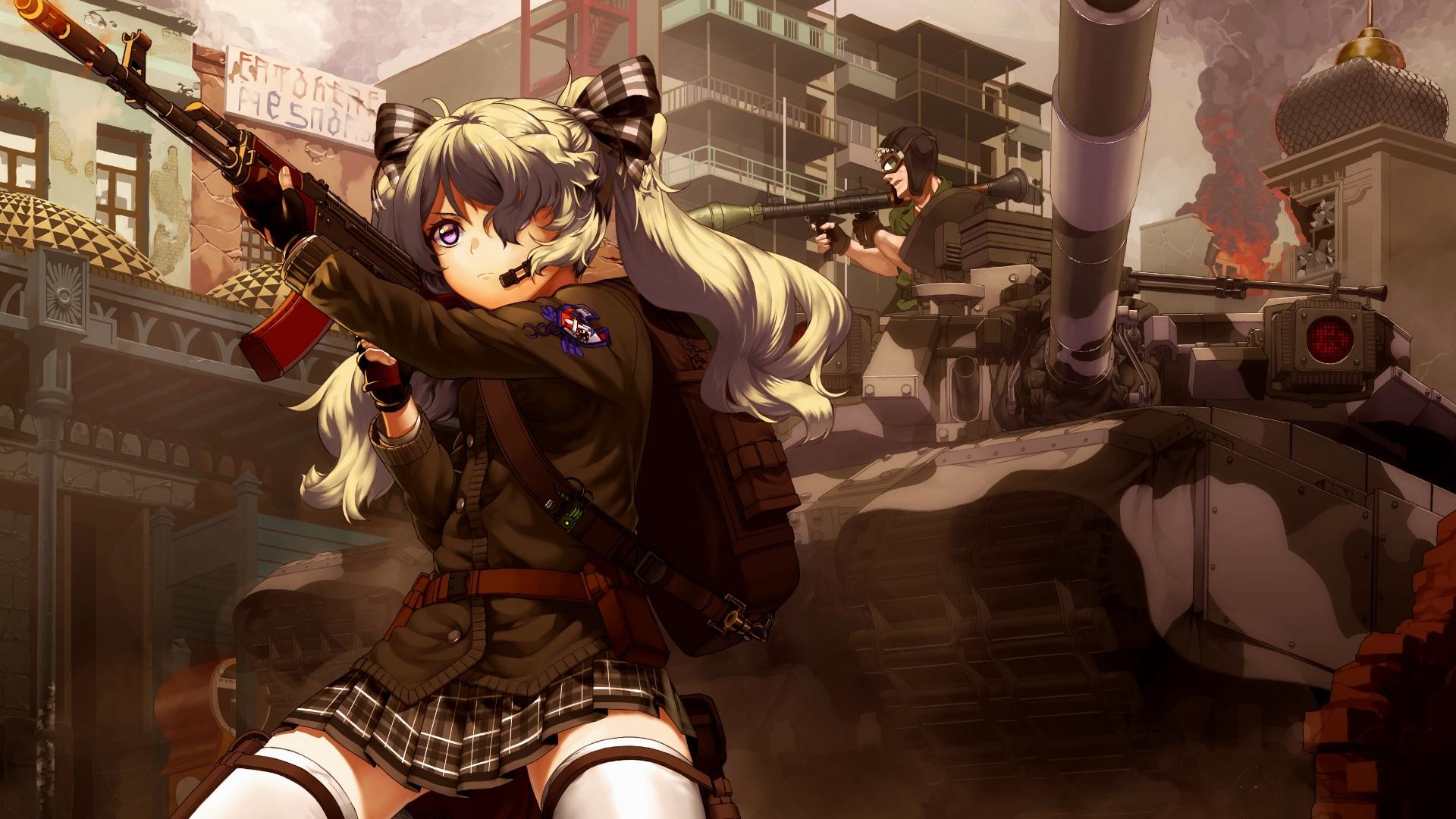 1920x1080 Anime--anime-girls-anime-weapon-tank-AK-
