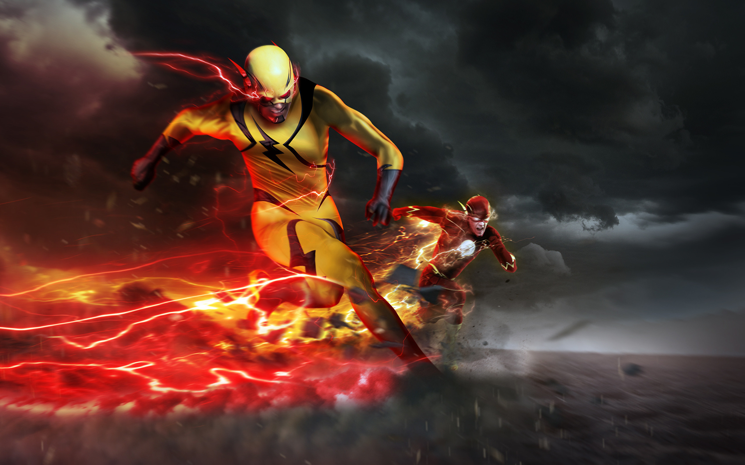 2560x1600 Wallpaper Fantasy The Flash 2014 TV series Heroes comics The Flash hero  Running Reverse-Flash