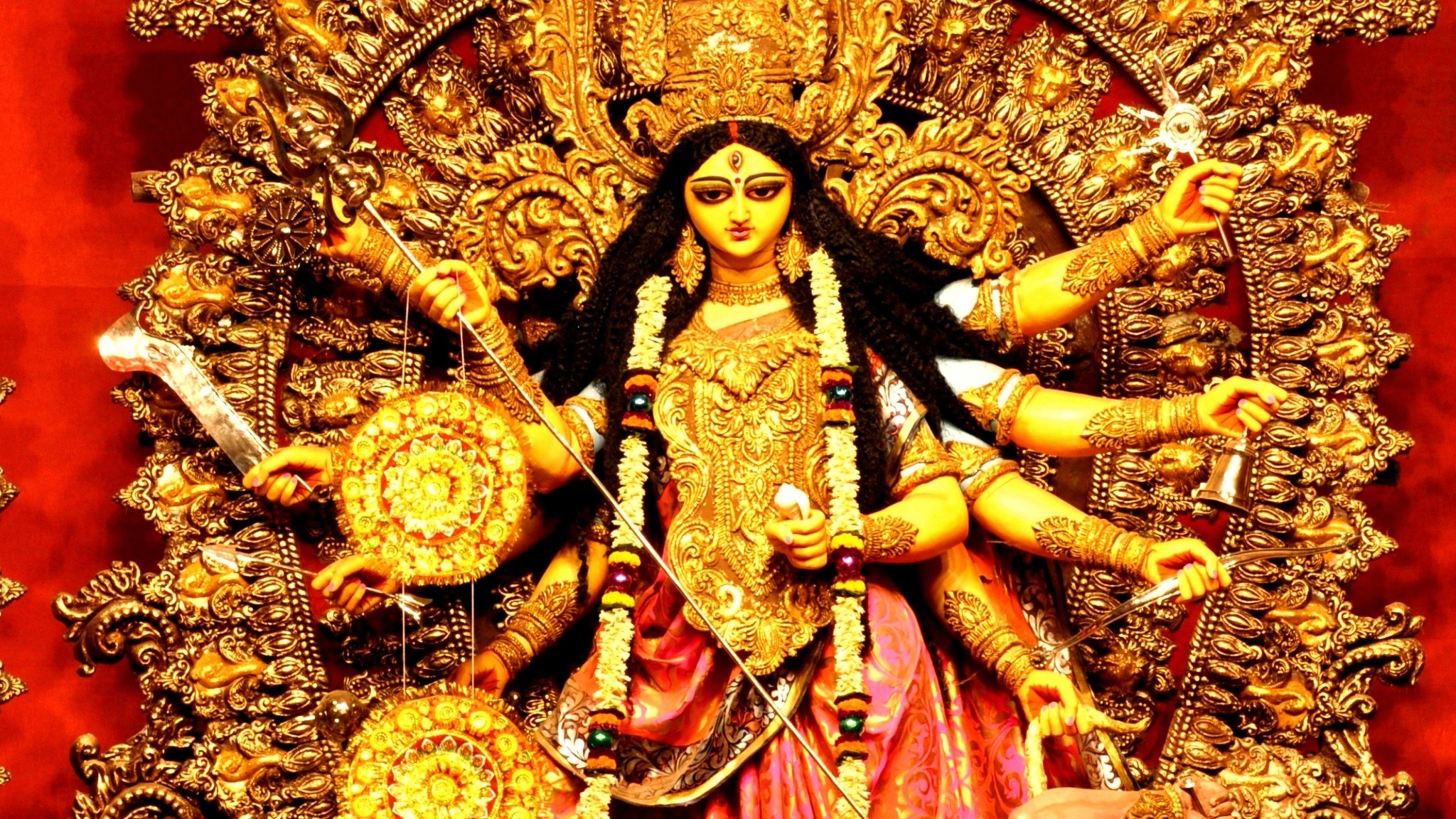 2048x1152 Goddess Durga Statue