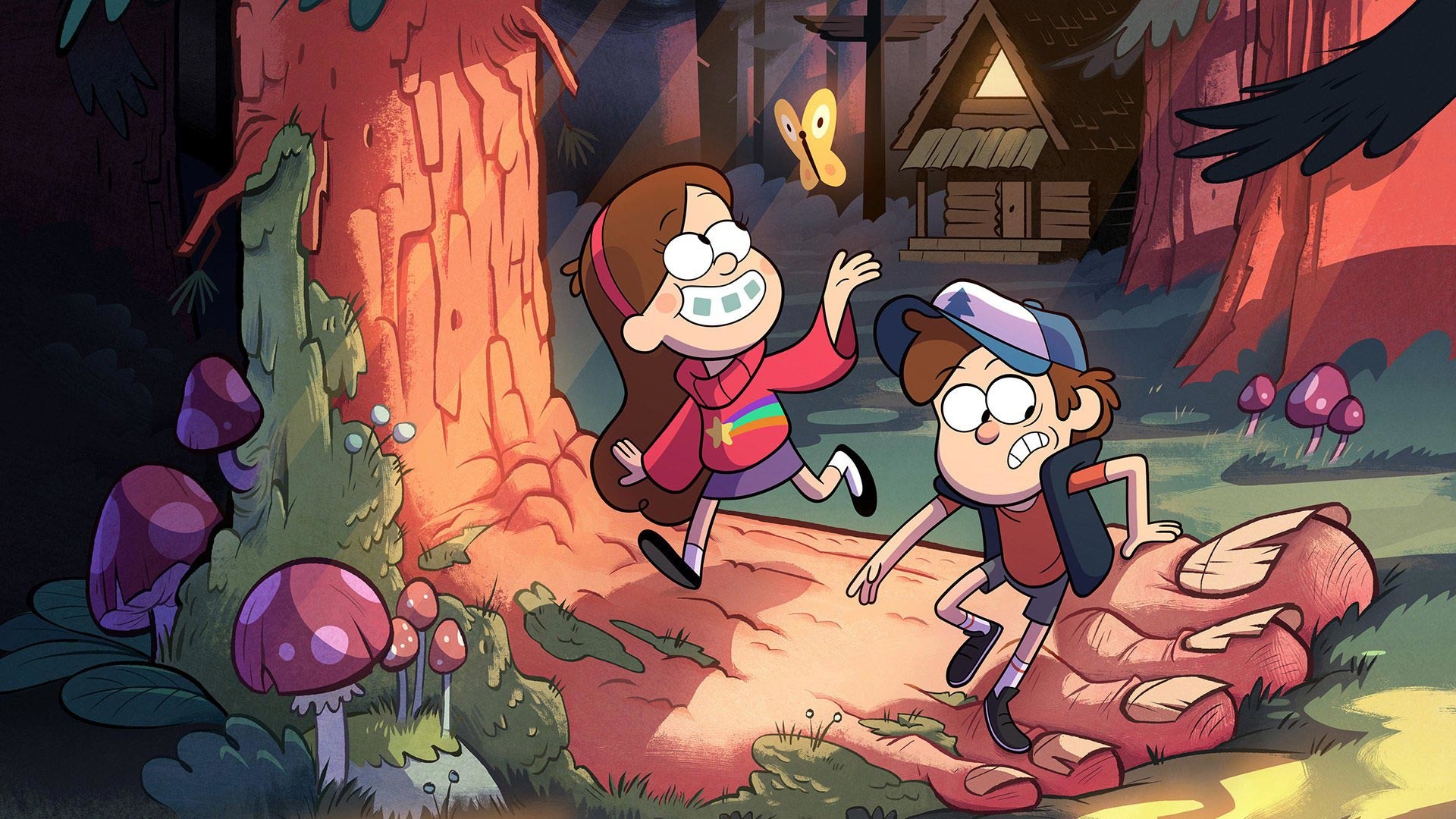 1920x1080 ... the beautiful town and forests of Gravity Falls, the Mystery Shack, the  mysteries surrounding the city all make up this mysterious theme for the  series.