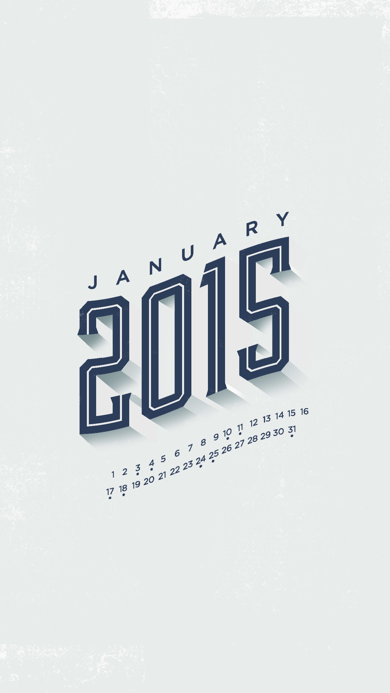 1242x2208 January 2015 Desktop Calendar Wallpaper