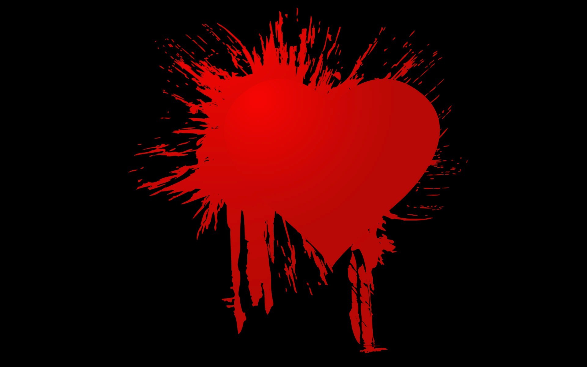1920x1200 Red Heart on Black Background Photo