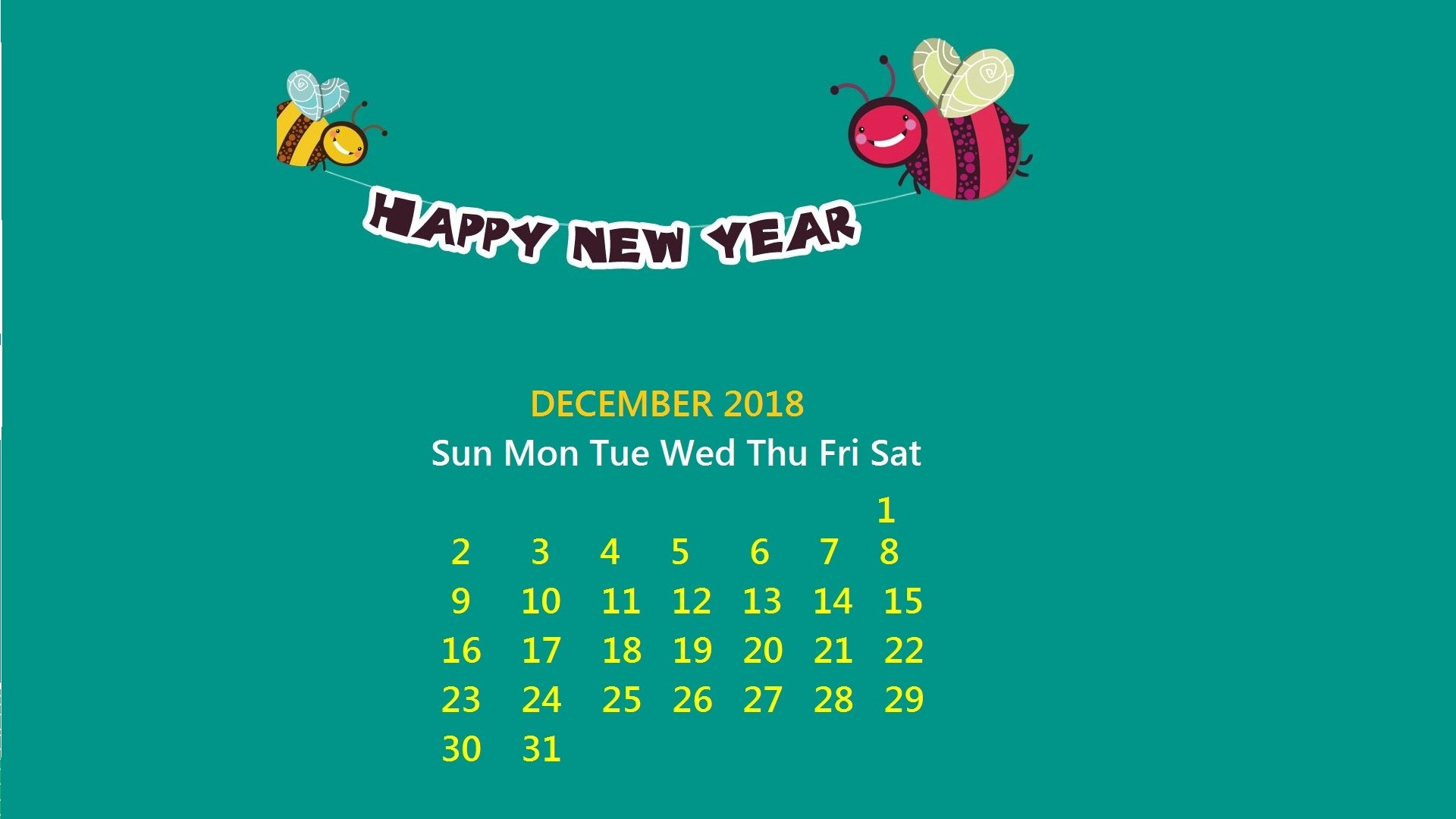 1920x1080 ... December 2018 New Year Desktop Wallpaper Calendar