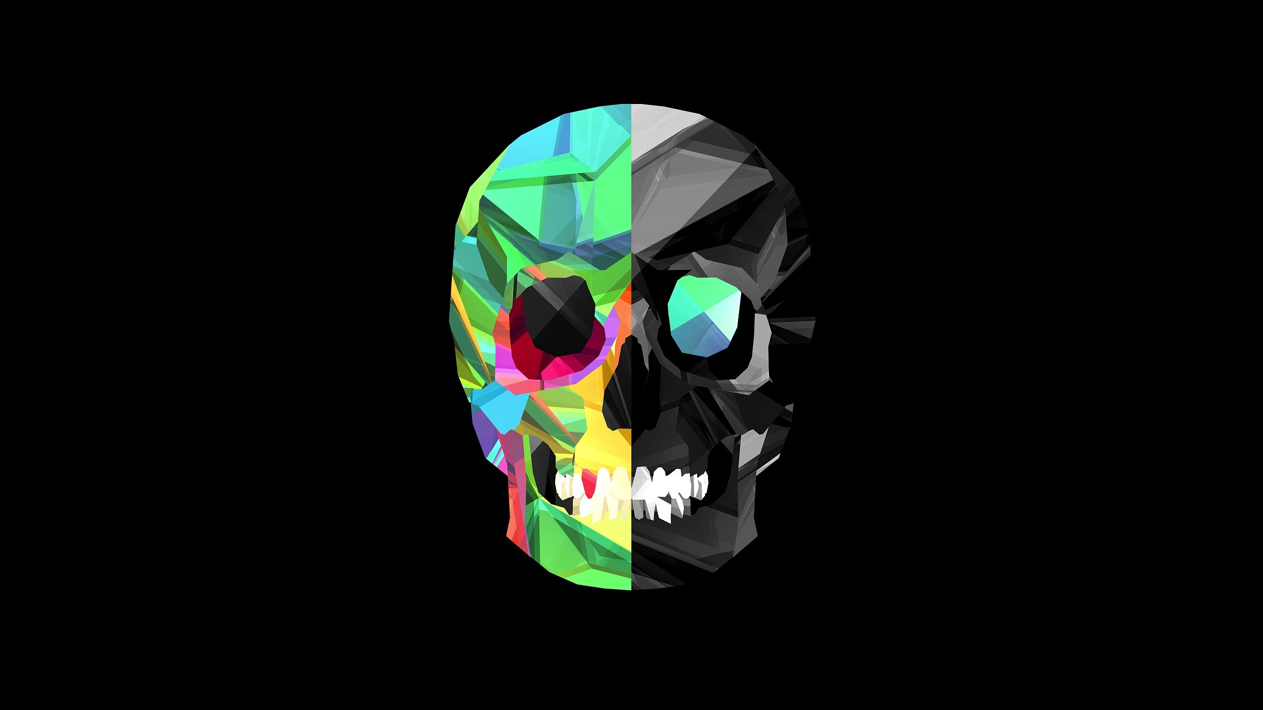 2560x1440 skull, Justin Maller, Black background Wallpapers HD / Desktop and Mobile  Backgrounds