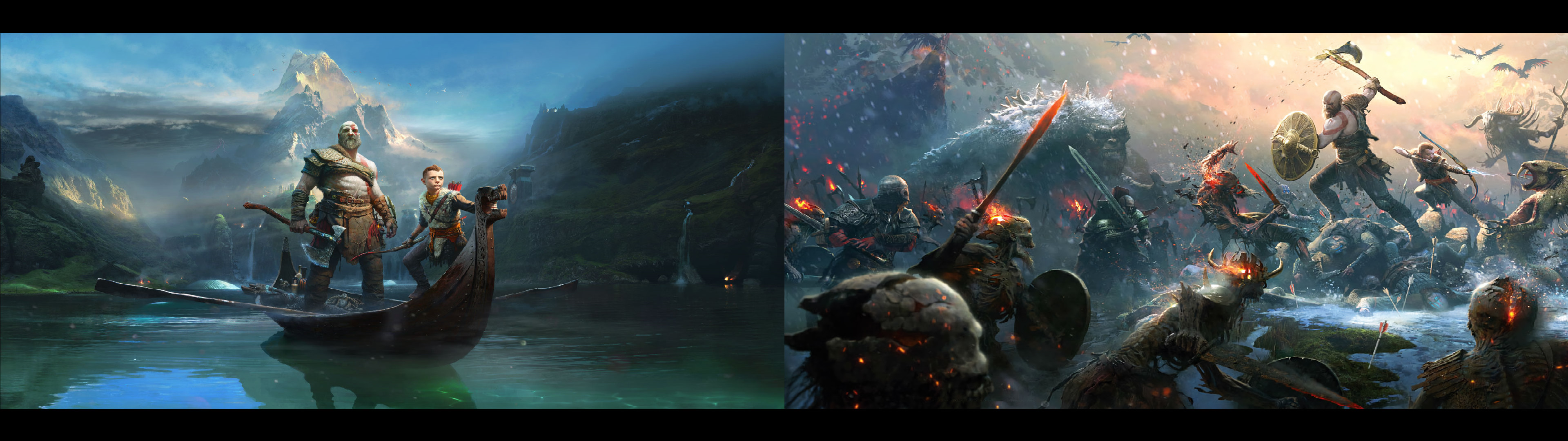 3840x1080 God of War. I couldn't find a dual monitor wallpaper, so I made one.  []Dual ...