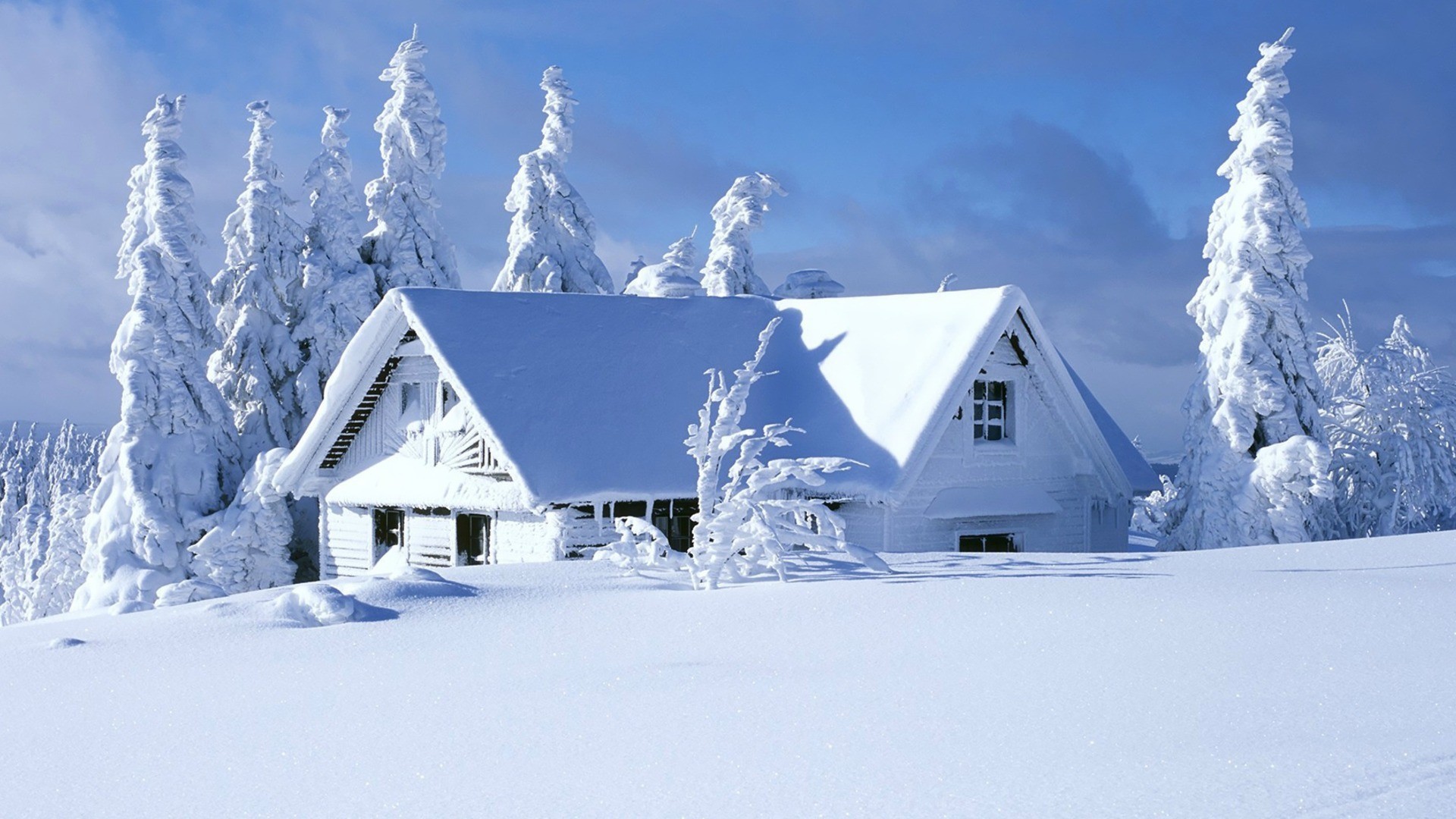 1920x1080 nature snow house background HD
