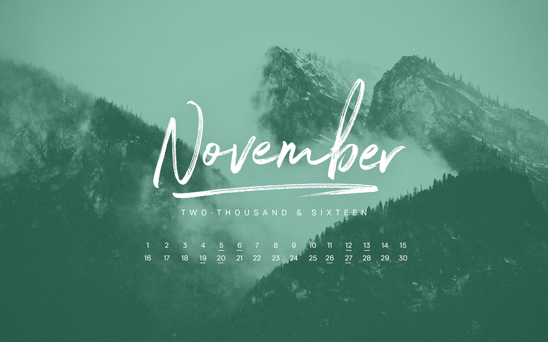 1920x1200 November 2016 Desktop Calendar Wallpaper | Paper Leaf