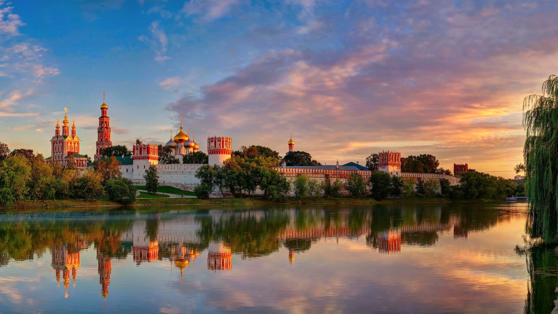 1920x1080 Preview wallpaper moscow, novodevichy convent mother of god of smolensk,  summer 