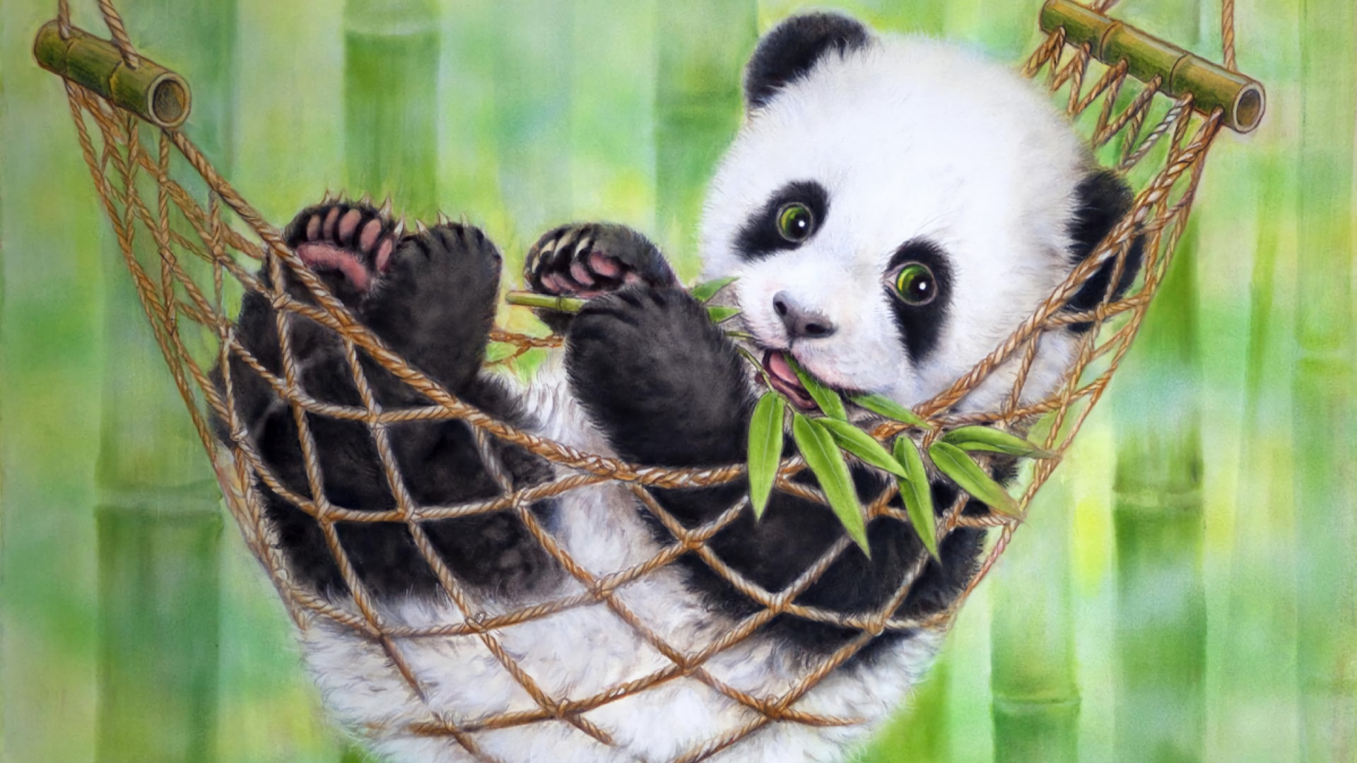 1920x1080 Artistic Cute Panda Wallpaper HD