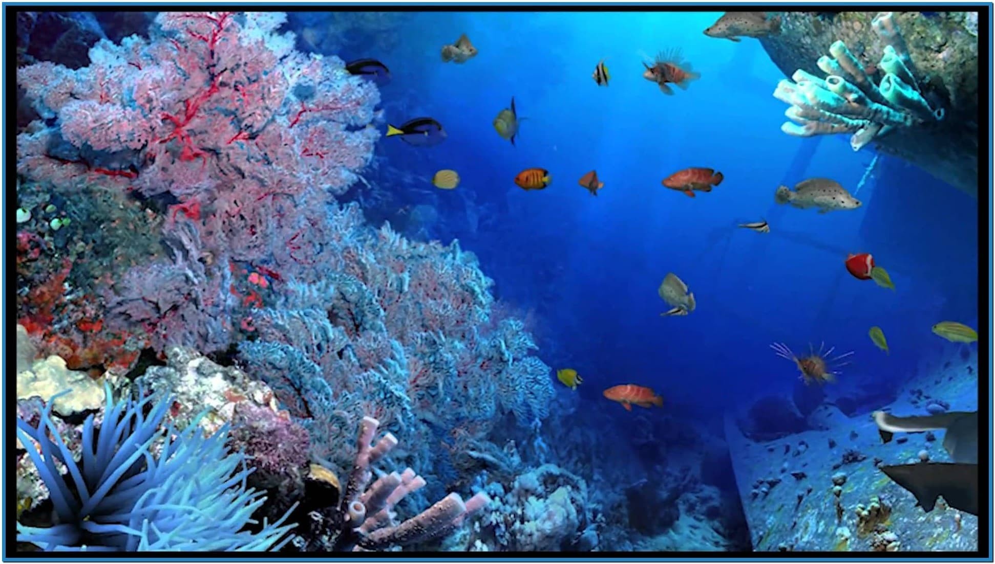1943x1103 Aquareal 3d sea aquarium screensaver - Download free