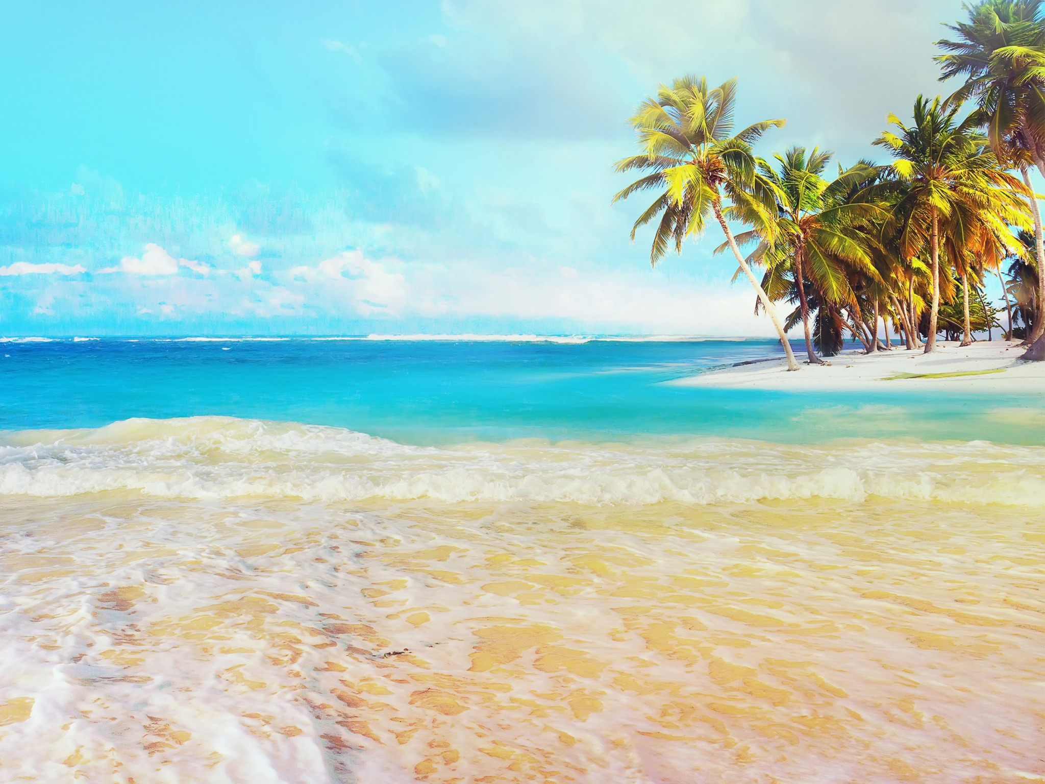 2048x1536  wallpaper beach, caribbean, ocean, vacation, sky