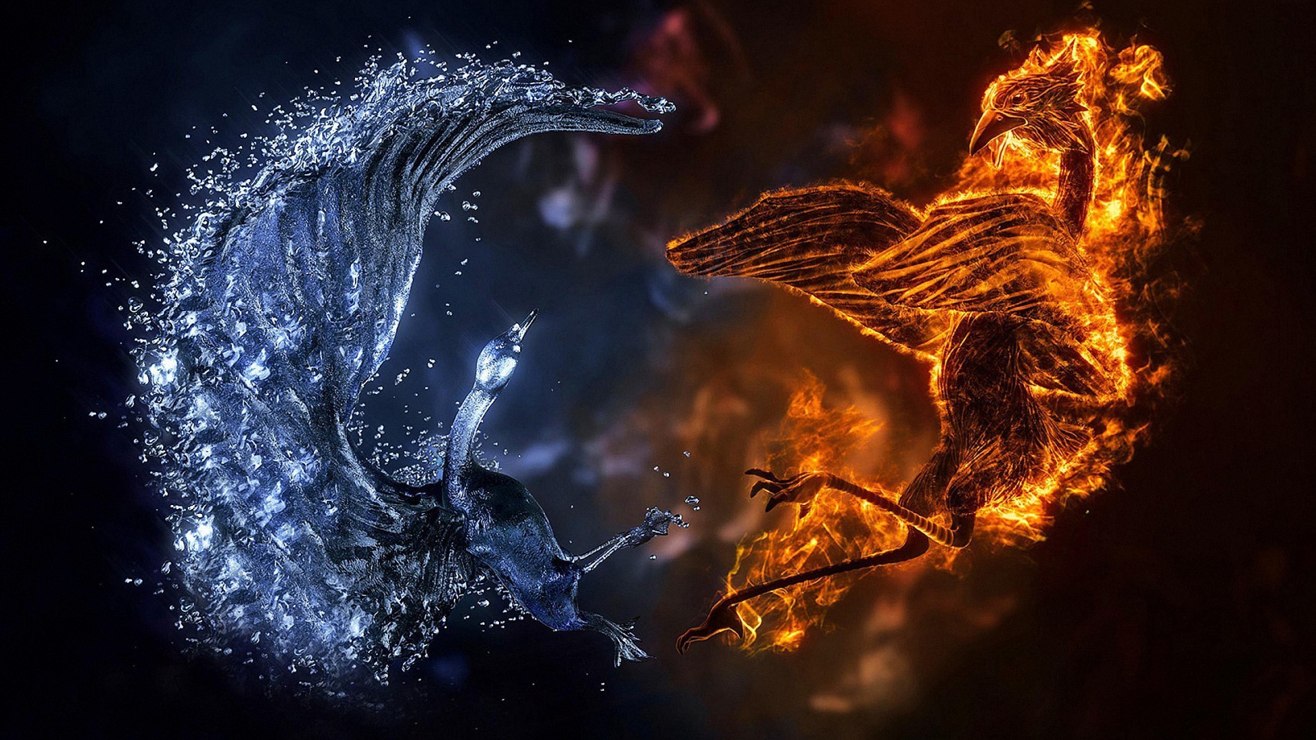 1920x1080  awesome 3D fire ice bird HD wallpapers