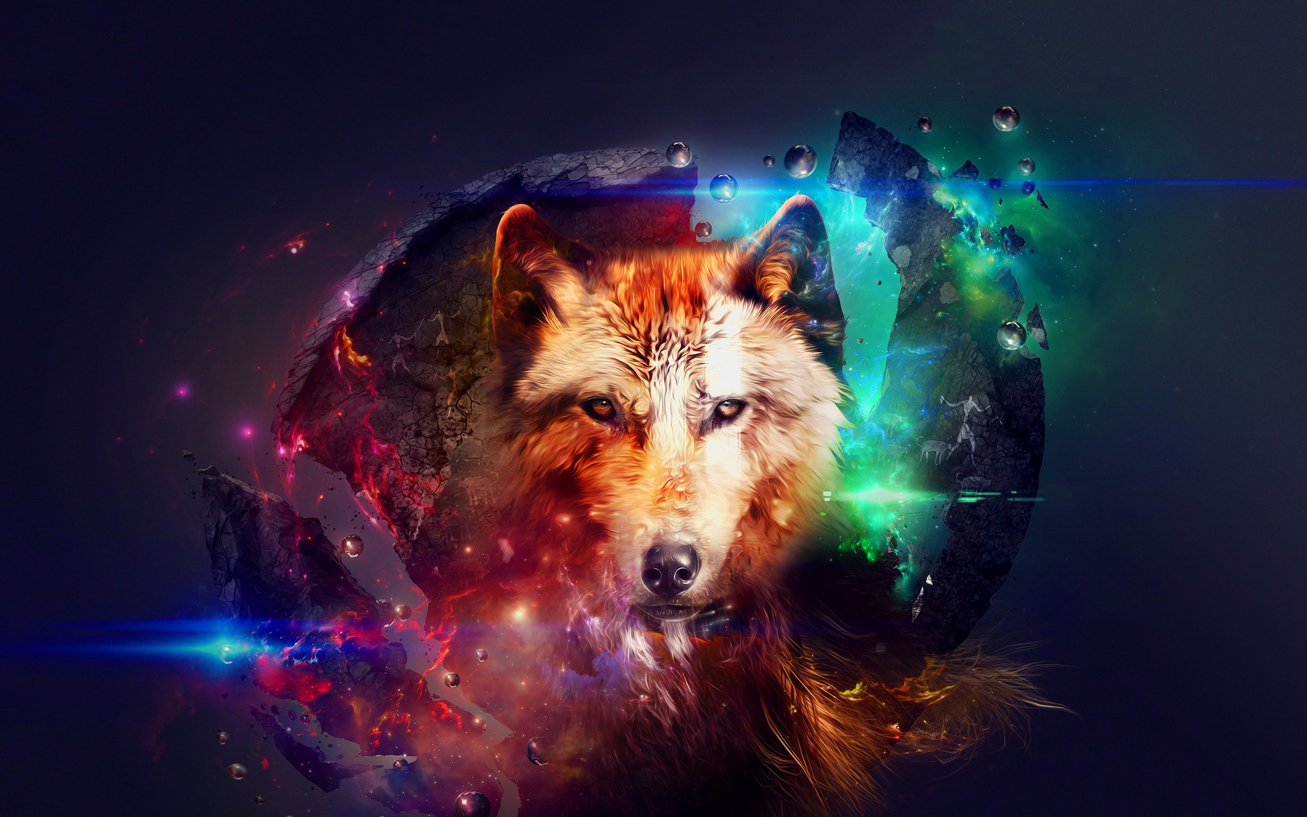 2560x1600 Abstract Design Wolf Collage Space Colorful hd wallpaper by JennyMari