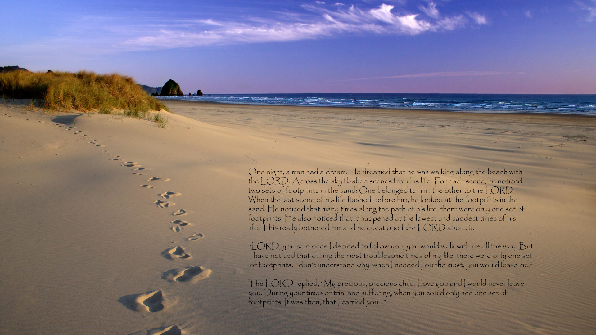 1920x1080 ... Religious - Christian Love Religion Sand Lord Footprints Wallpaper ...