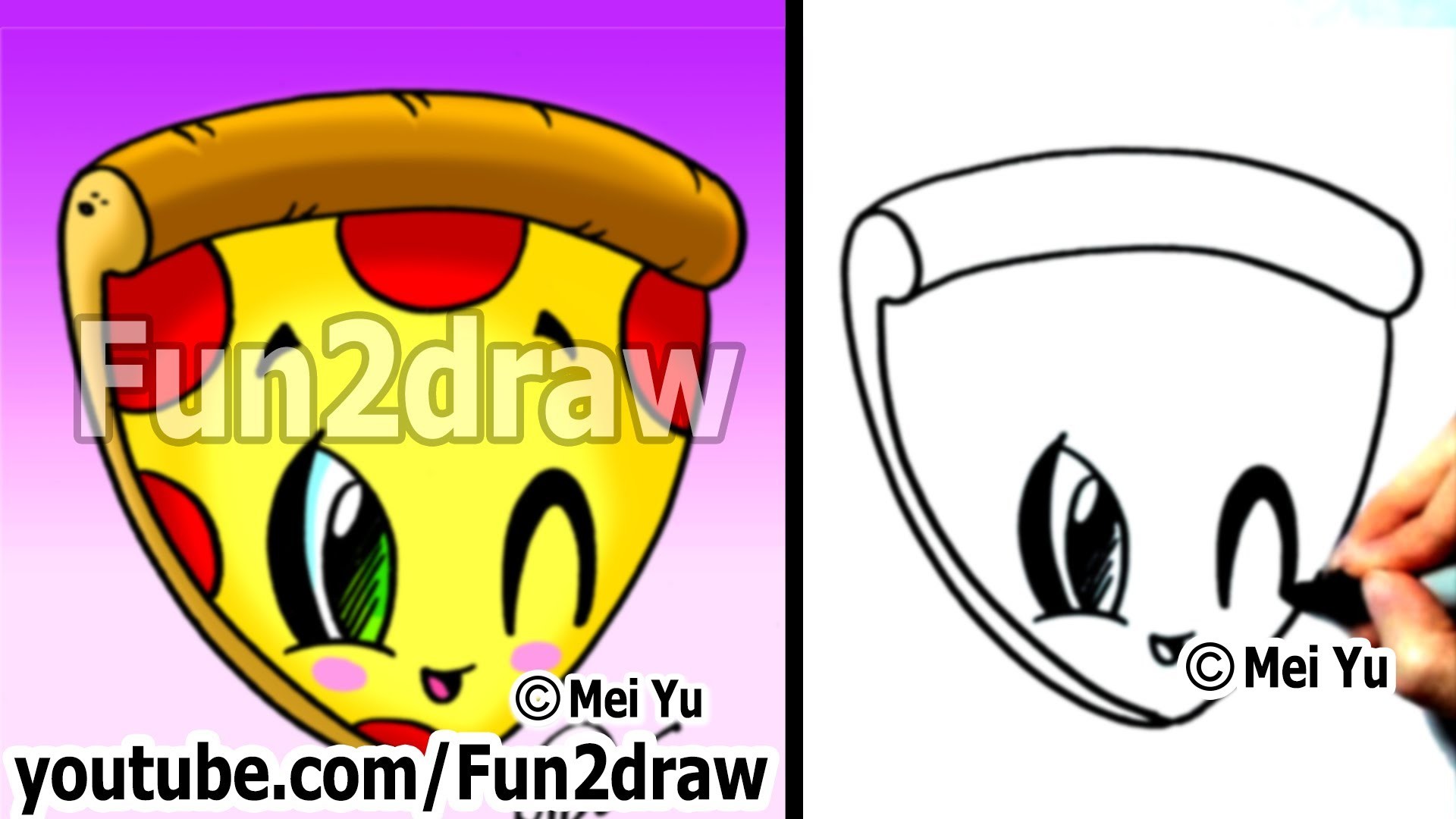 1920x1080 Kawaii Food - How to Draw Kawaii Stuff EASY! - Pizza - Best Drawing Channel  - Fun2draw - YouTube