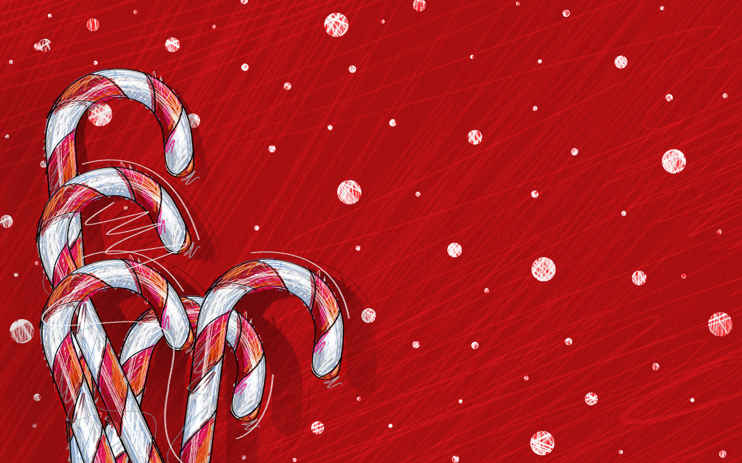 2560x1600 Cartoon - Christmas Candy Cane Wallpaper