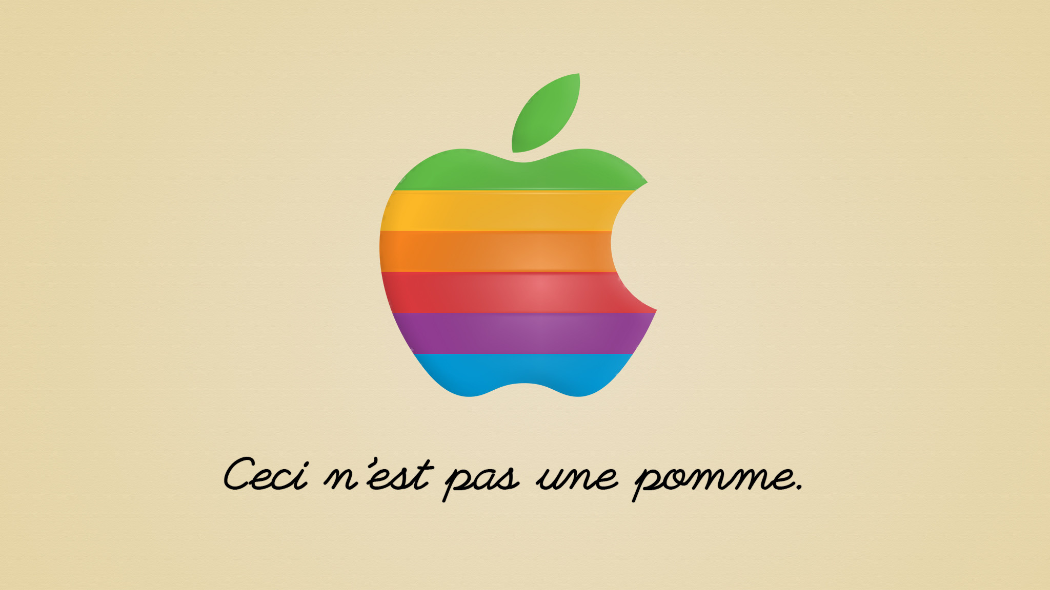 2048x1152 ... Magritte,The Treachery of Images-Apple's Old Logo by Camtama