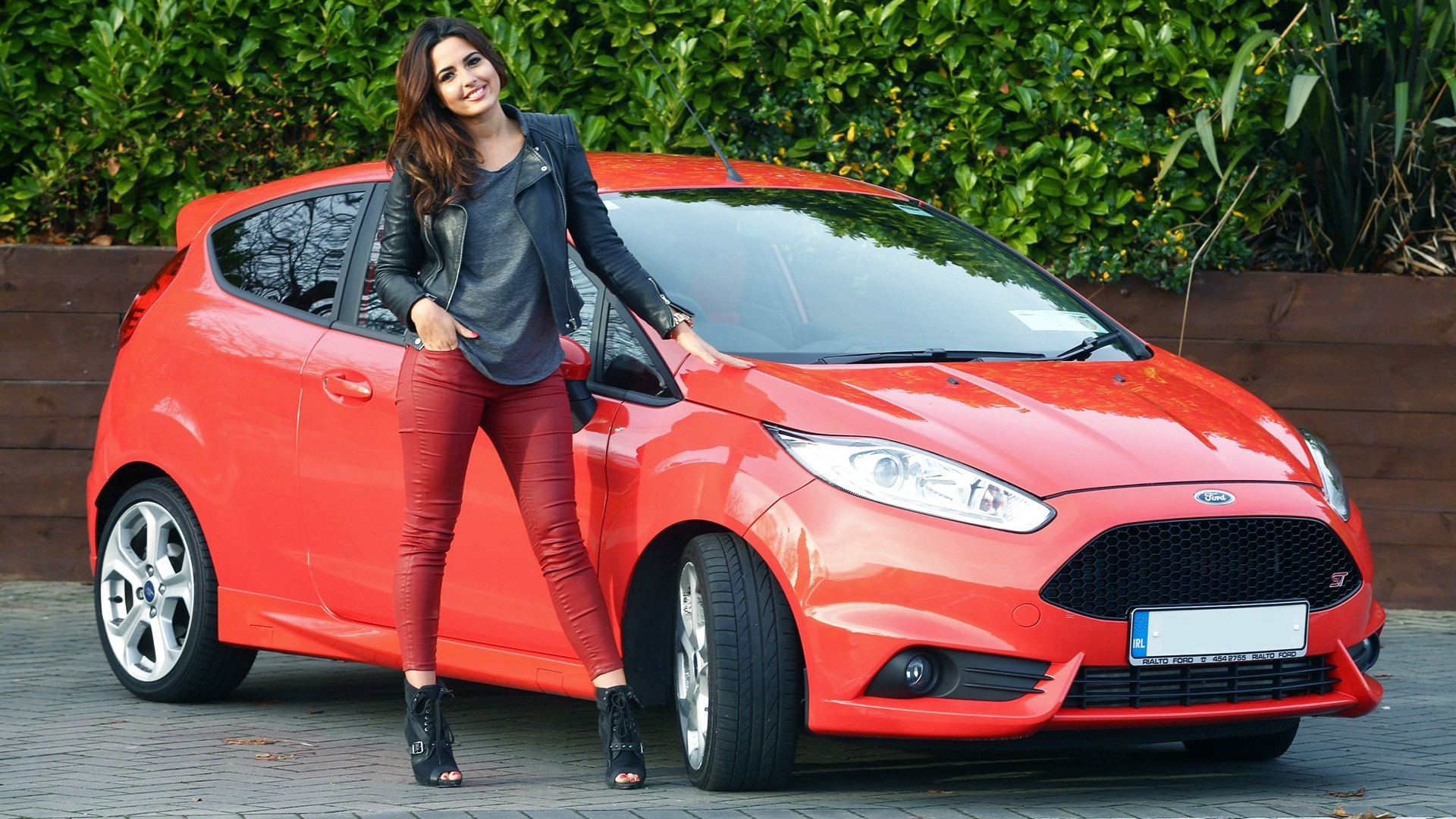 1920x1080 women With Cars, Ford Fiesta, Red Cars, High Heels, Ford Wallpapers HD /  Desktop and Mobile Backgrounds