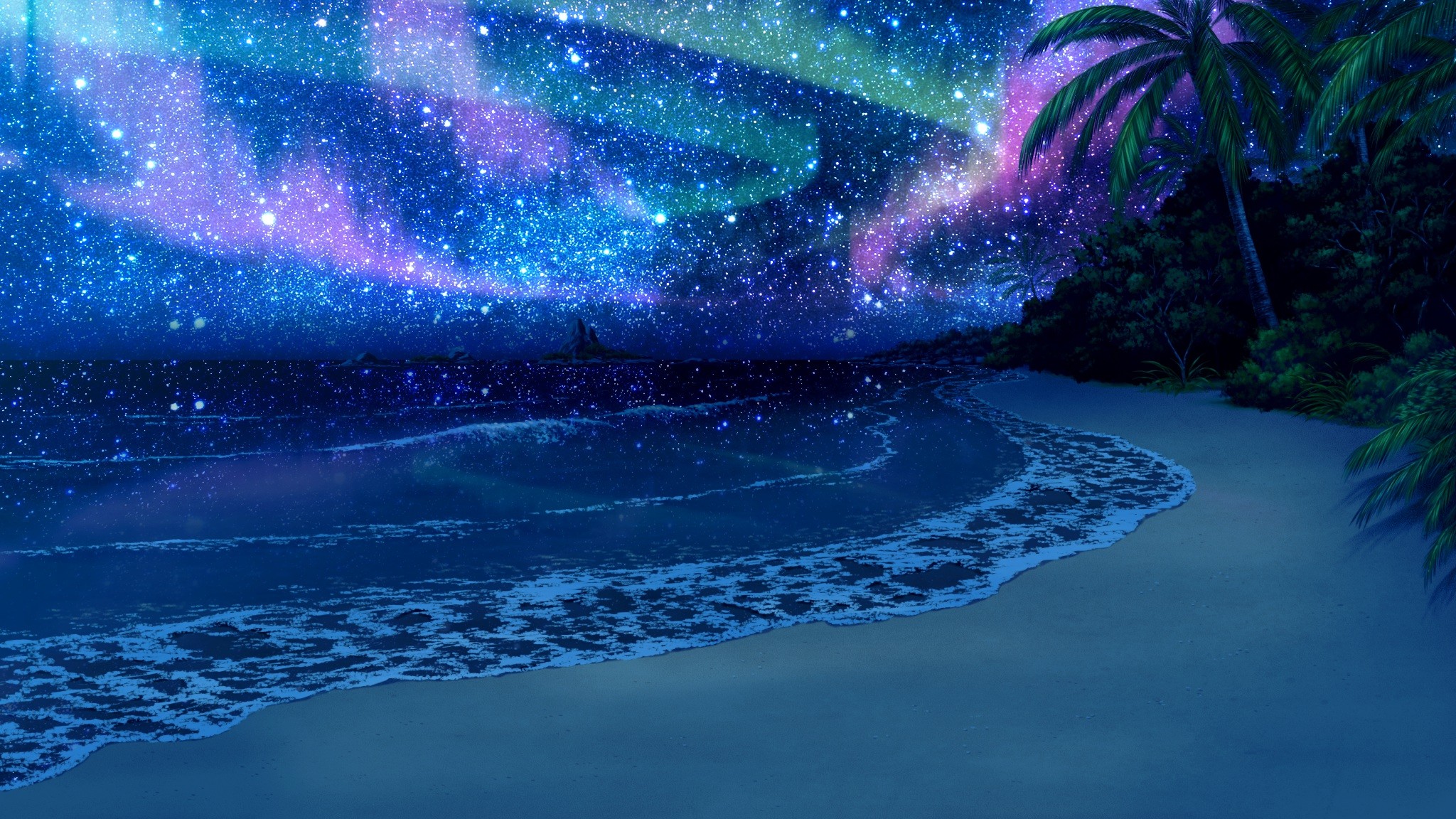 2048x1152 wallpaper.wiki-Beach-At-Night-Background-Download-Free-