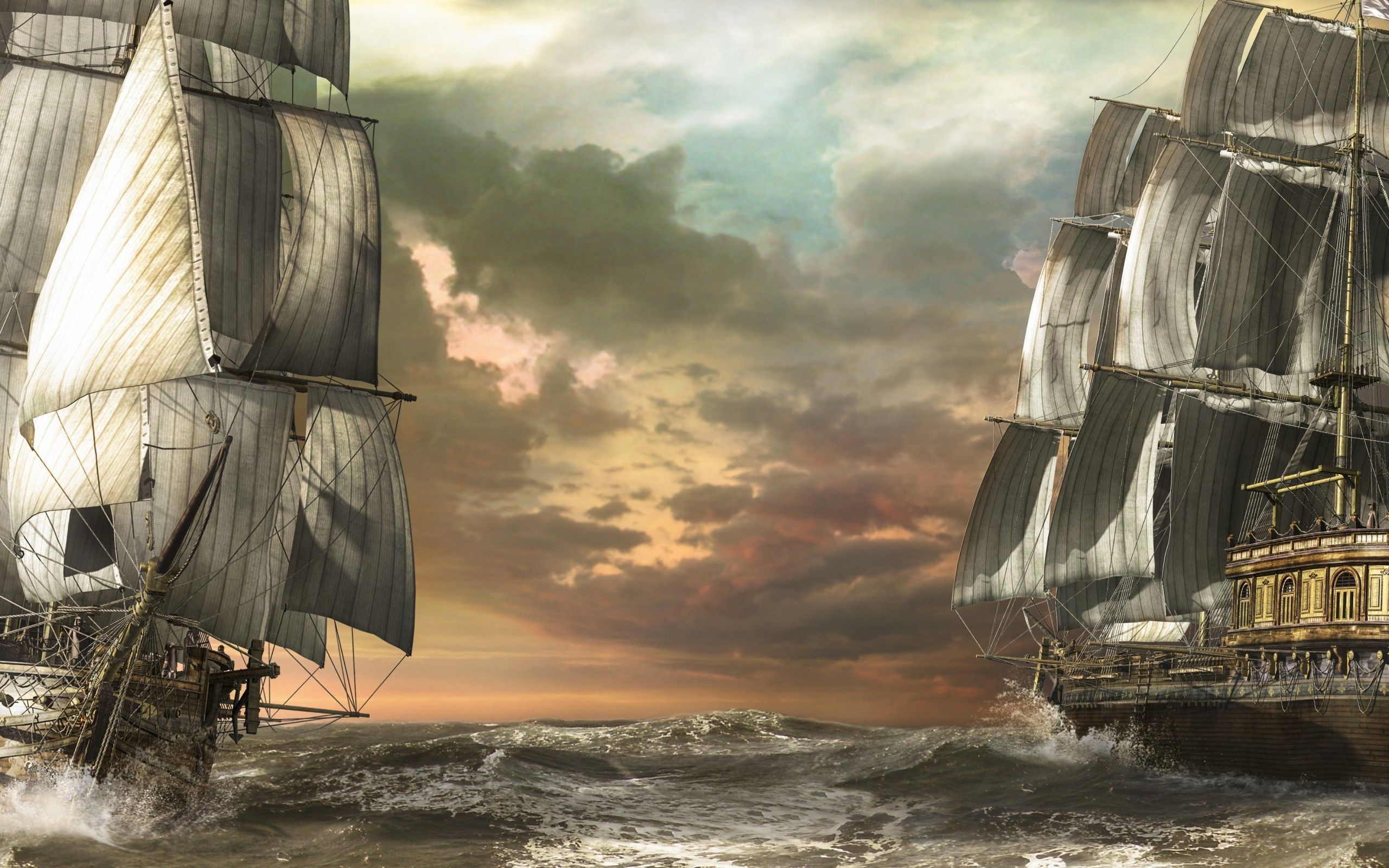 2560x1600 Pirate ships wallpaper