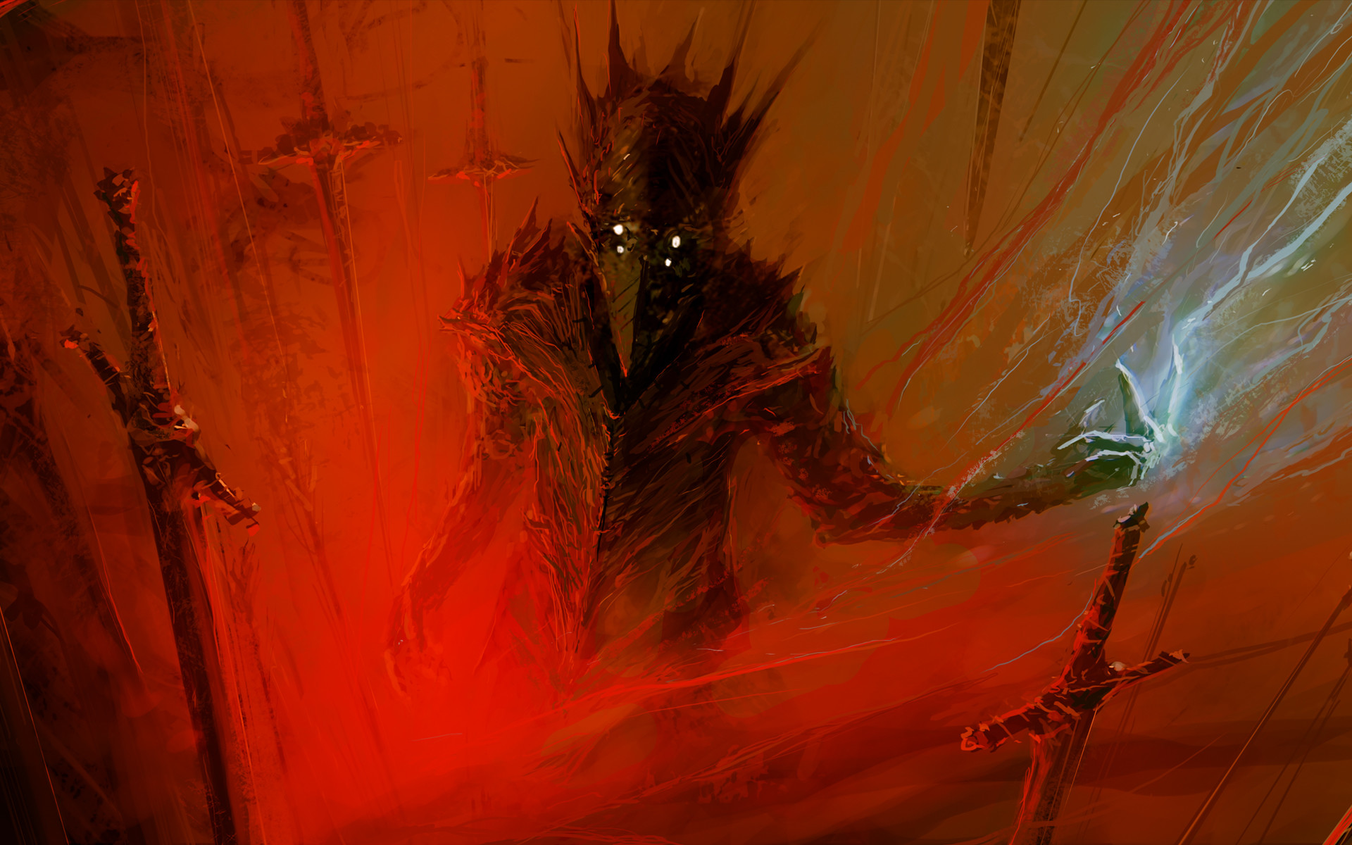 1920x1200 Paintings red berserk fantasy art science fiction artwork swords demon hell  swords dark horror scary creepy spooky wallpaper |  | 26661 | ...