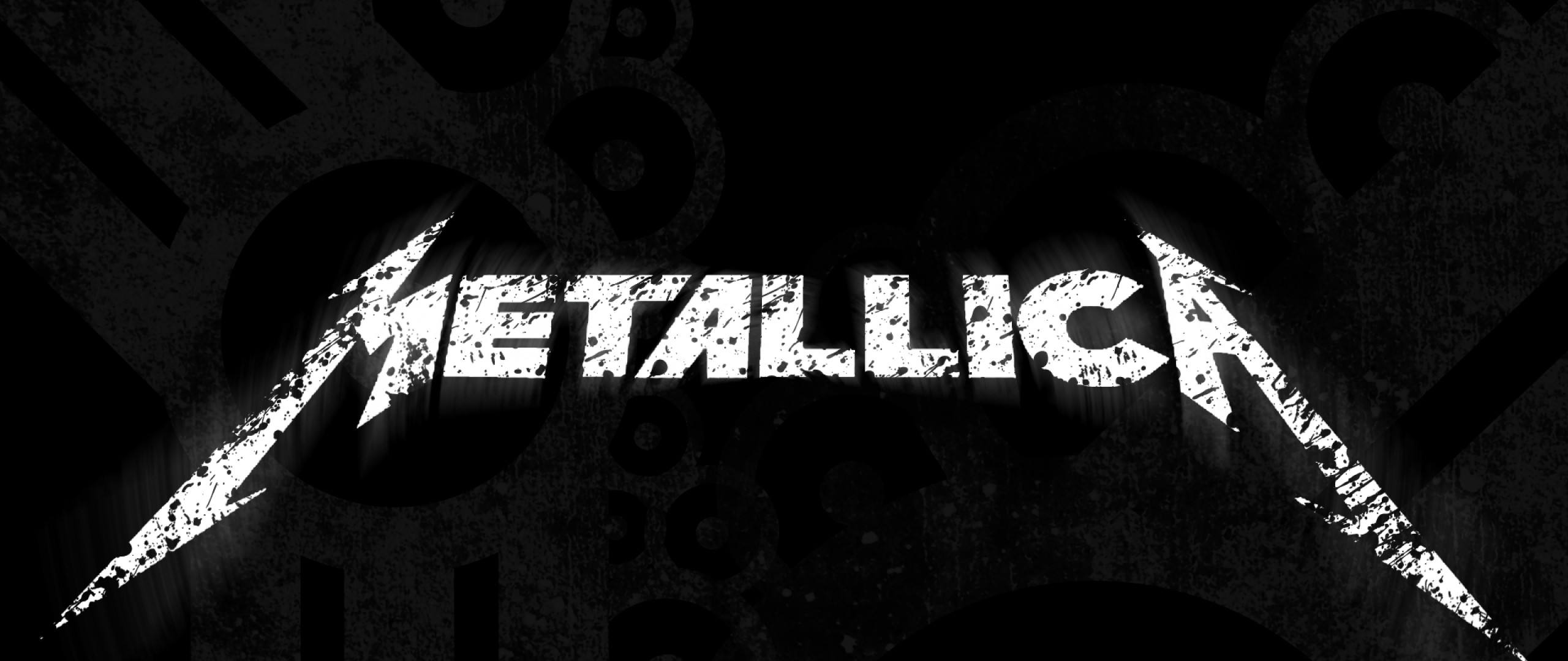 2560x1080  Wallpaper metallica, sign, letters, background, font