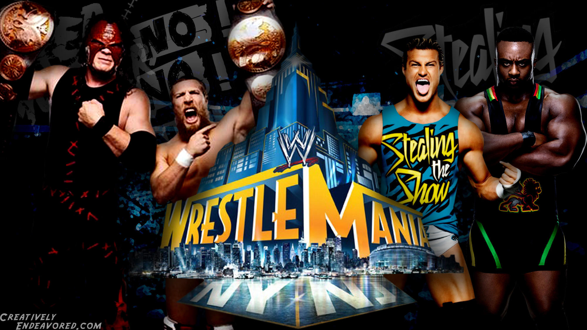 2000x1124 Team Hell No vs Dolph Ziggler and Big E Langston - WrestleMania 29