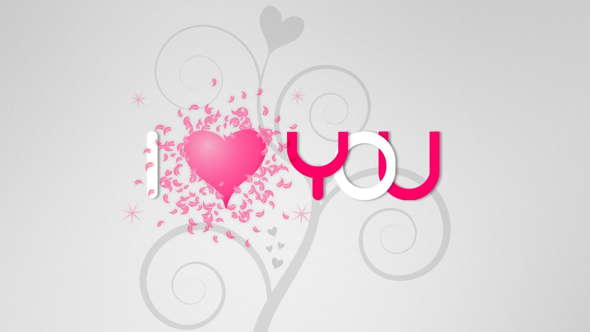 1920x1080 Image: I Love you Pink Heart Abstract Wallpaper