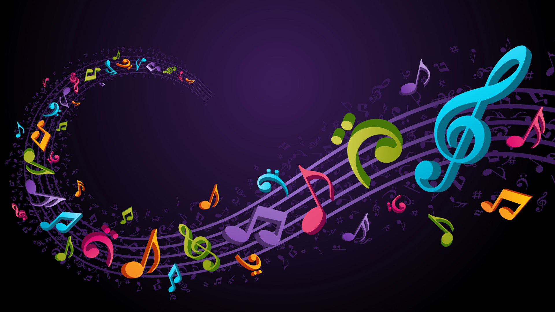 1920x1080 MUSIC ABSTRACT FLYING MUSIC NOTES COLORFUL DESKTOP BACKGROUND